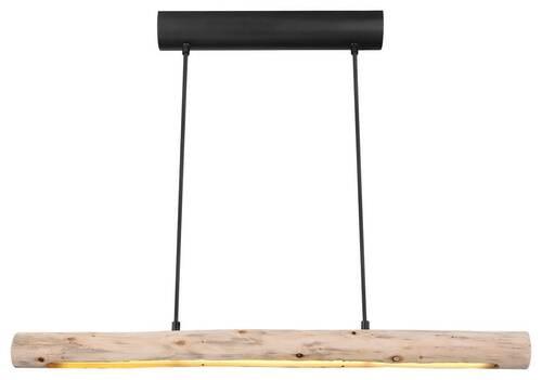 Hängeleuchte Mella H: 150 cm 1-Flammig - Schwarz/Naturfarben, Basics, Holz/Metall (80/7/150cm) - Globo