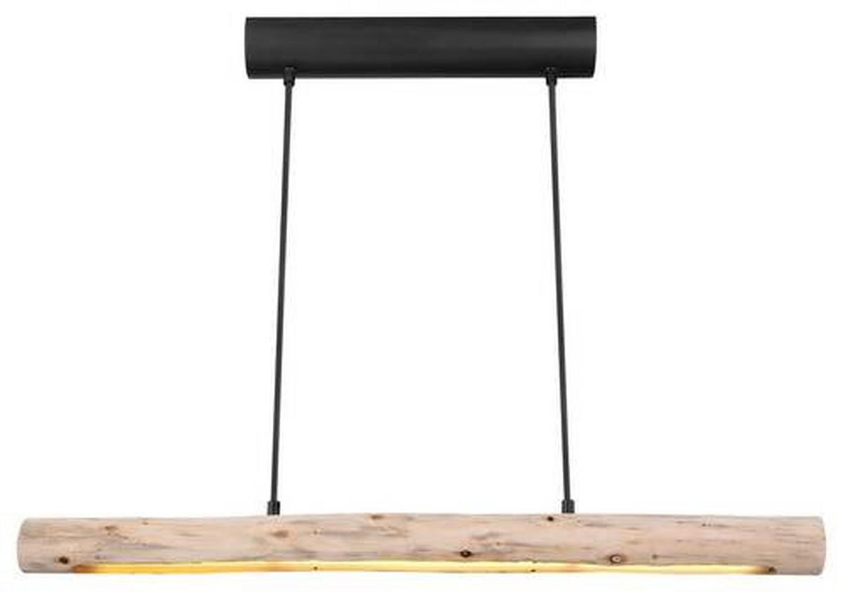 Hängeleuchte Mella H: 150 cm 1-Flammig - Schwarz/Naturfarben, Basics, Holz/Metall (80/7/150cm) - Globo