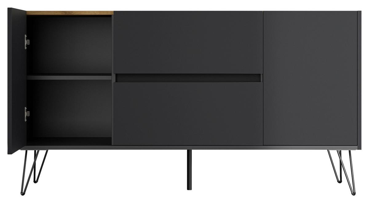 Sideboard Posseik Industrial Graphit/Eichefarben B: 139 cm - Eichefarben/Schwarz, Design, Holzwerkstoff (139/75,8/42cm) - MID.YOU