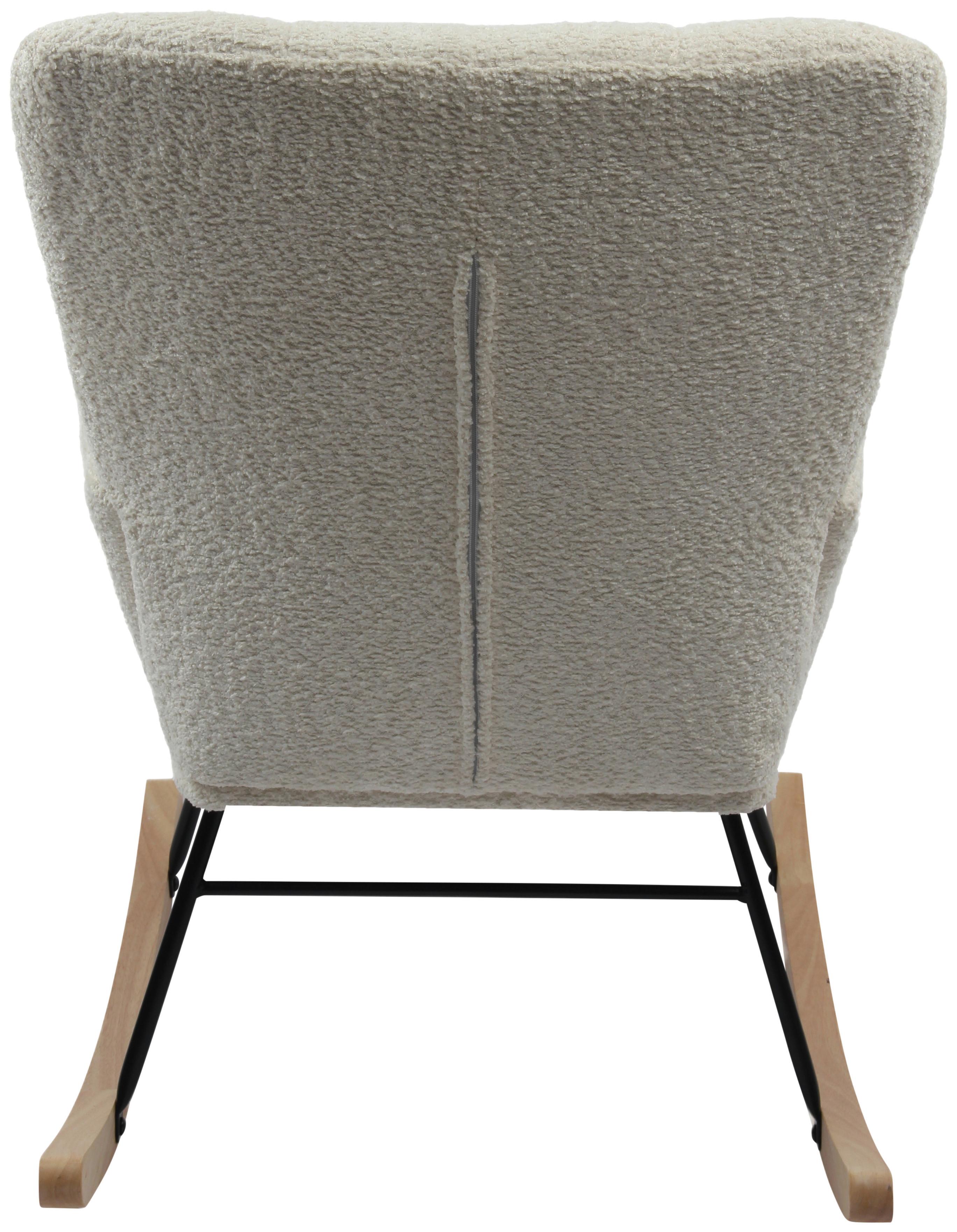 Schaukelstuhl Viktor Weiß B: 62 Cm - Naturfarben/Weiß, Basics, Holz/Textil (62/90/52cm) - P & B