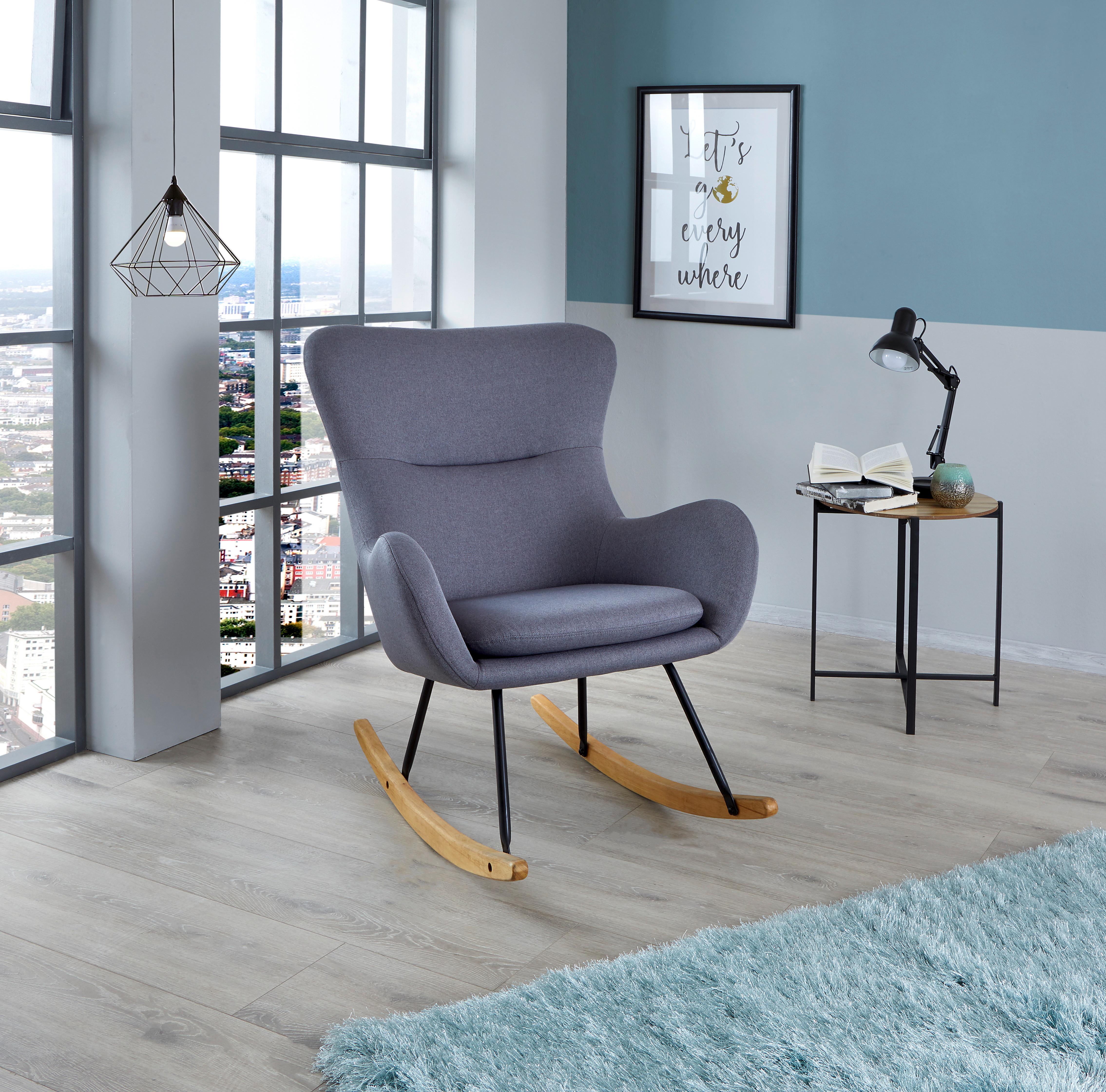 Hintafotel Rocking Scandi - natúr színű/fekete, Modern, textil/fa (75/102/80cm) - MID.YOU