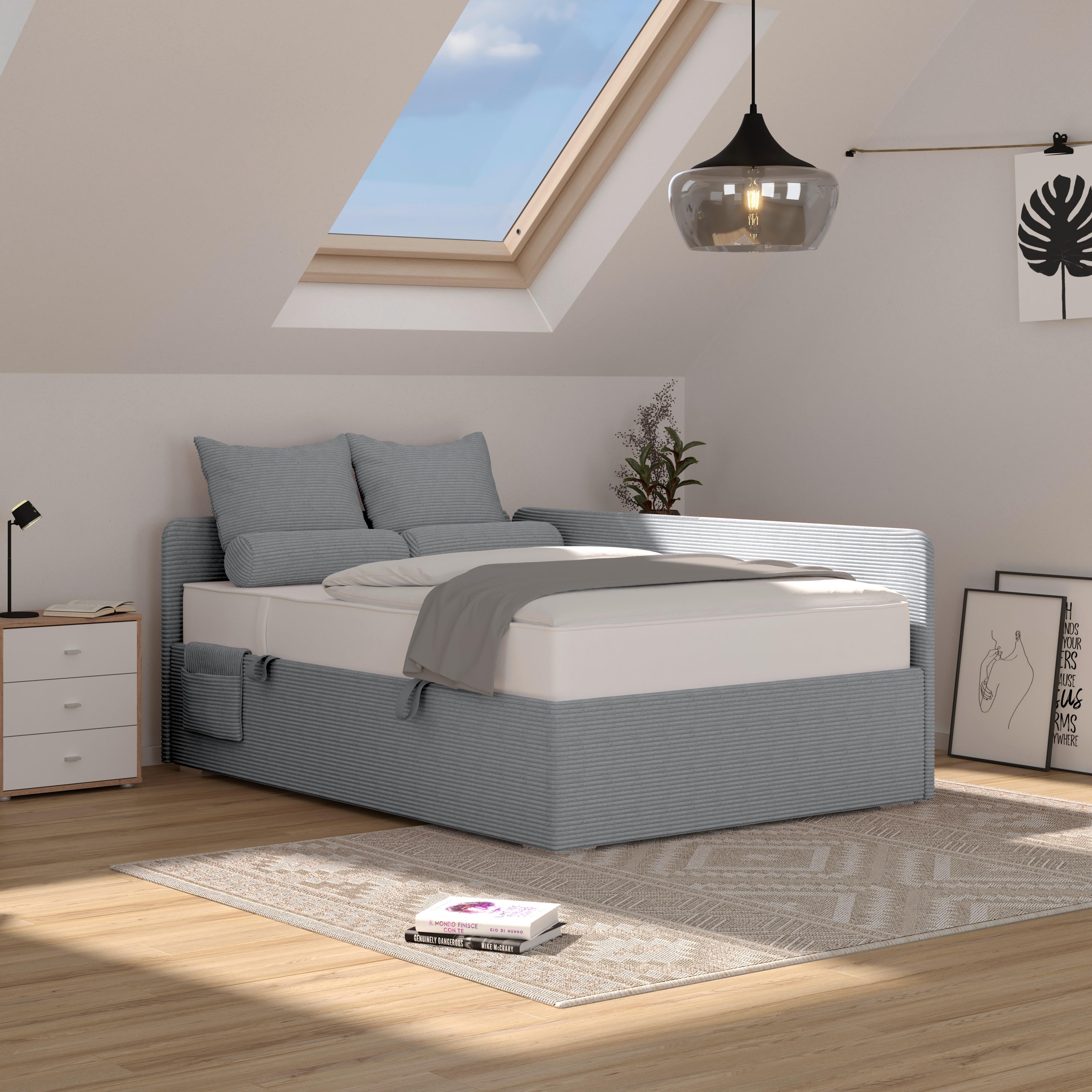 Kárpitozott Ágy Remi 120/200cm - ezüstszínű, Modern, textil/fa (120/200cm)