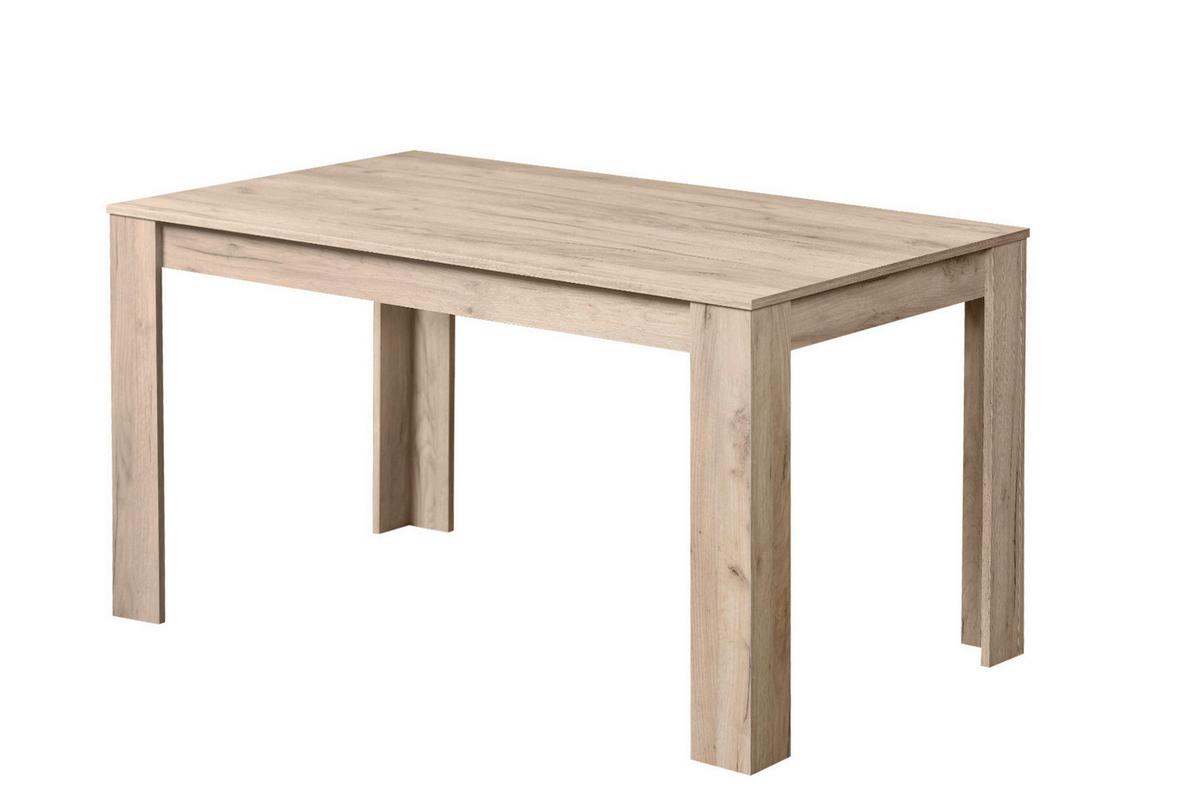 Étkezőasztal Itaka - szürke tölgy, Basics, faalapú anyag (135/80,5/74,5cm)