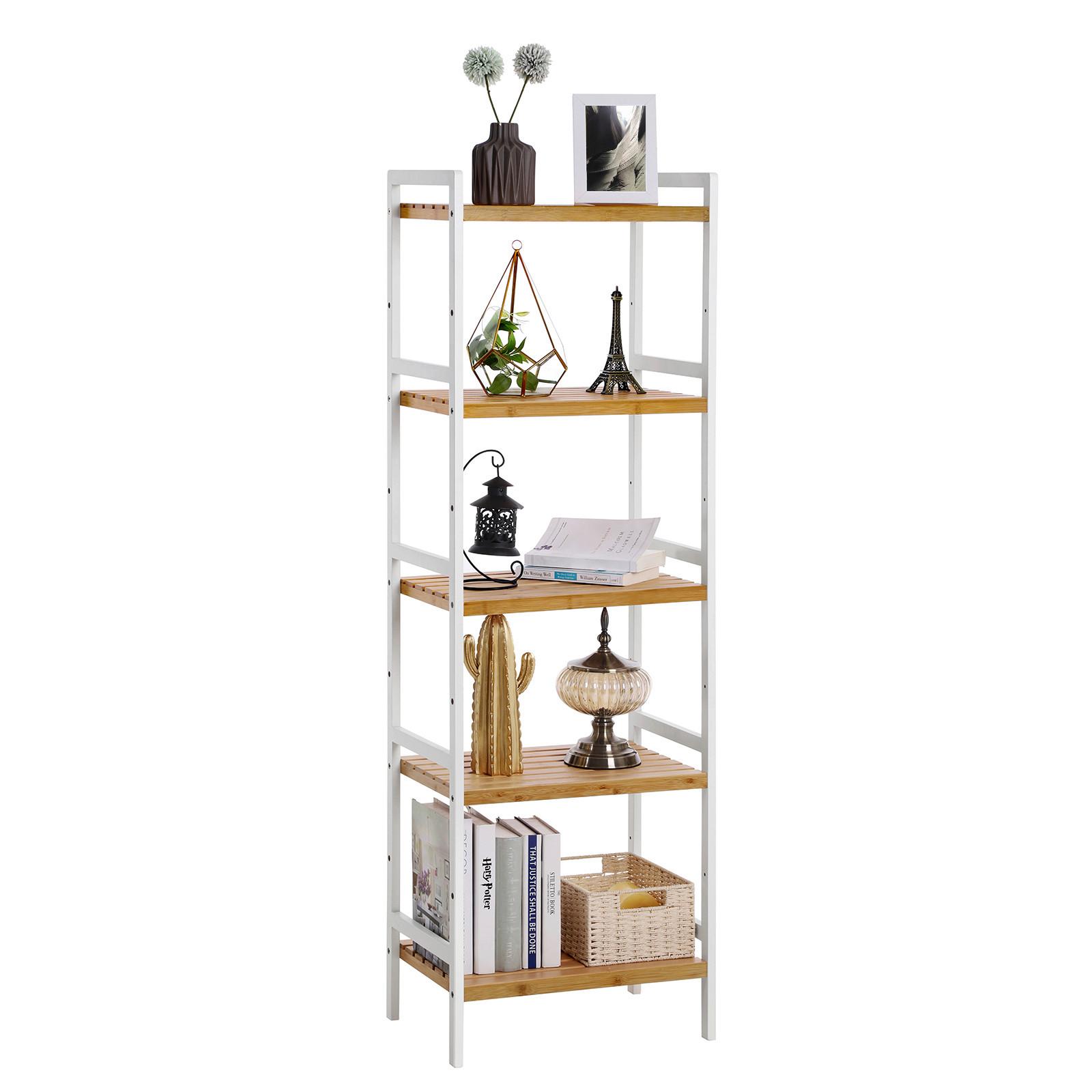 Bamboo Shelf Naturfarben/Weiß B: 45 cm - Weiß/Naturfarben, Basics, Naturmaterialien (45/142/31,5cm)