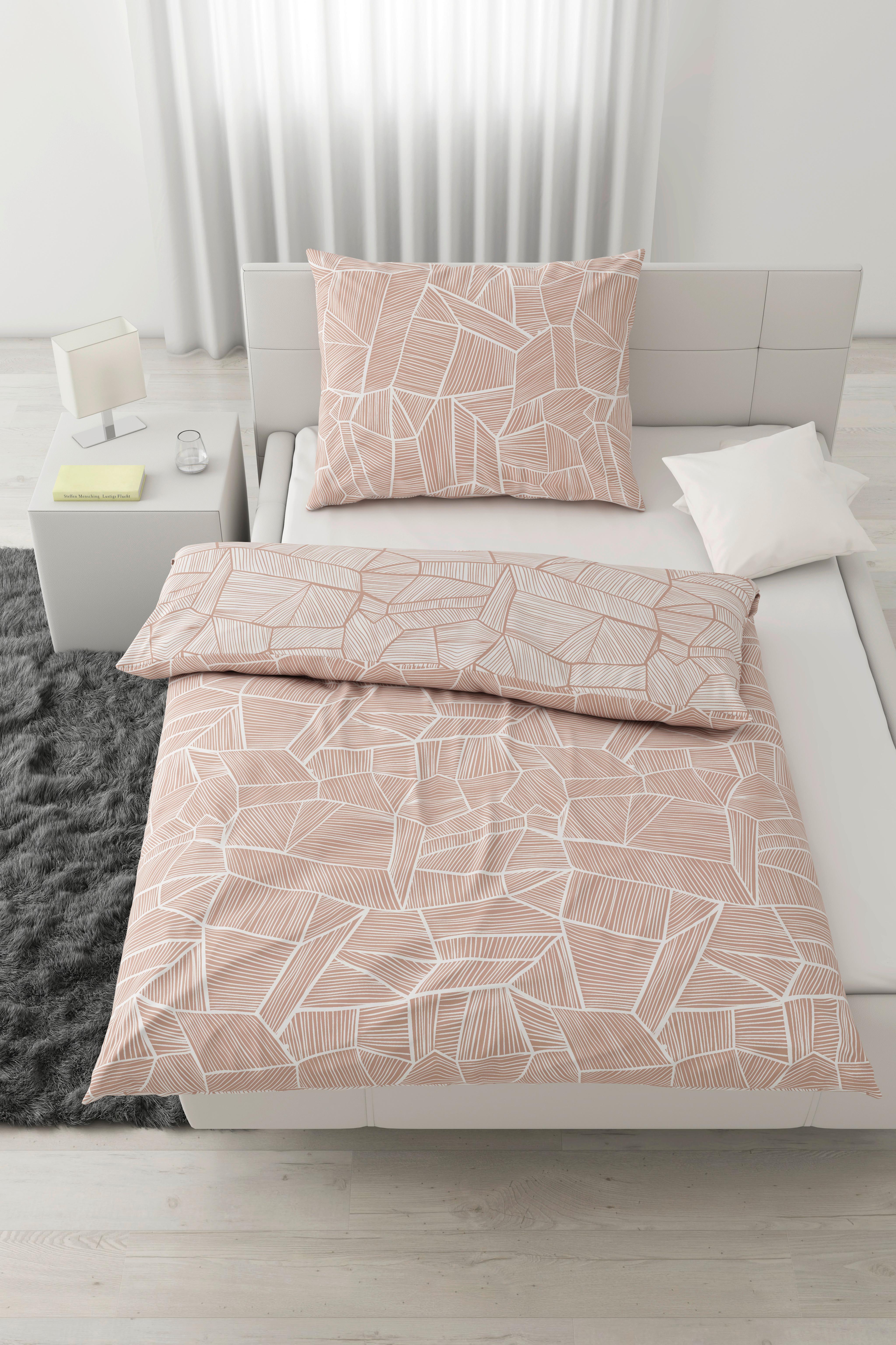 Obojstranná Posteľná Bielizeň Tessa Wende, 140/200cm, Ružová - biela/ružová, Konvenčný, textil (140/200cm) - Modern Living