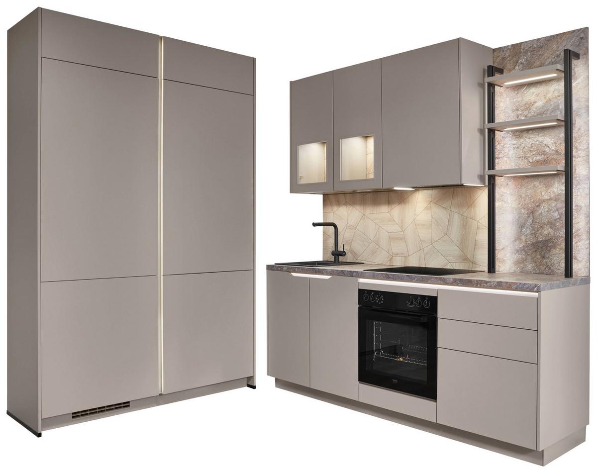 Eckküche Sidney - Hellbraun/Dunkelbraun, MODERN, Holzwerkstoff (218,1/273,2cm) - Vertico