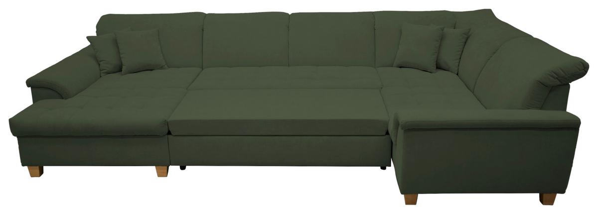 Wohnlandschaft Franzi Mit Schlaffunktion Grün - Eichefarben/Grün, KONVENTIONELL, Textil (170/352/214cm) - MID.YOU