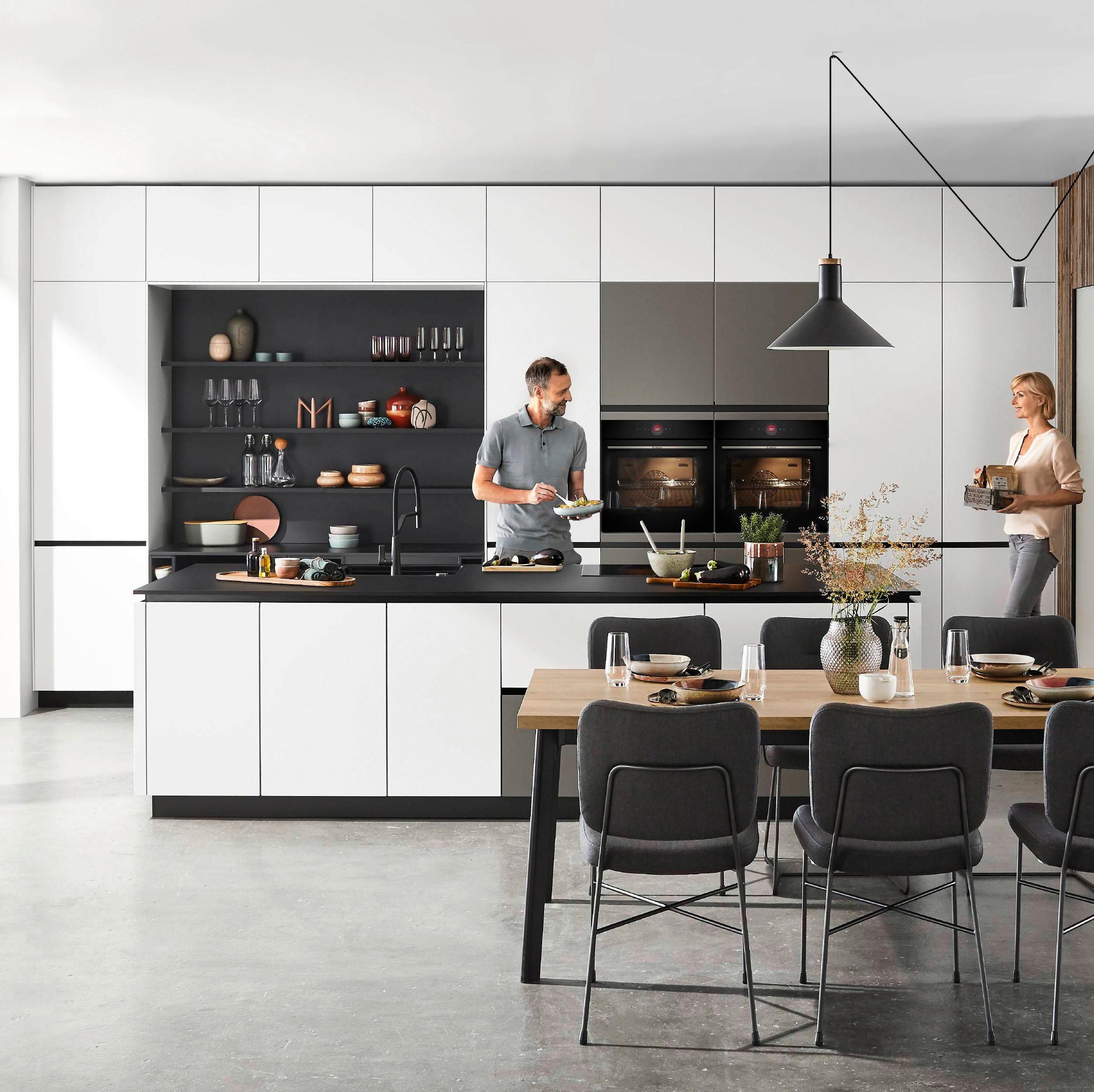 Einbauküche Atlantis Frei Planbar Modernes Design - Anthrazit/Titanfarben, MODERN, Holzwerkstoff - Vertico