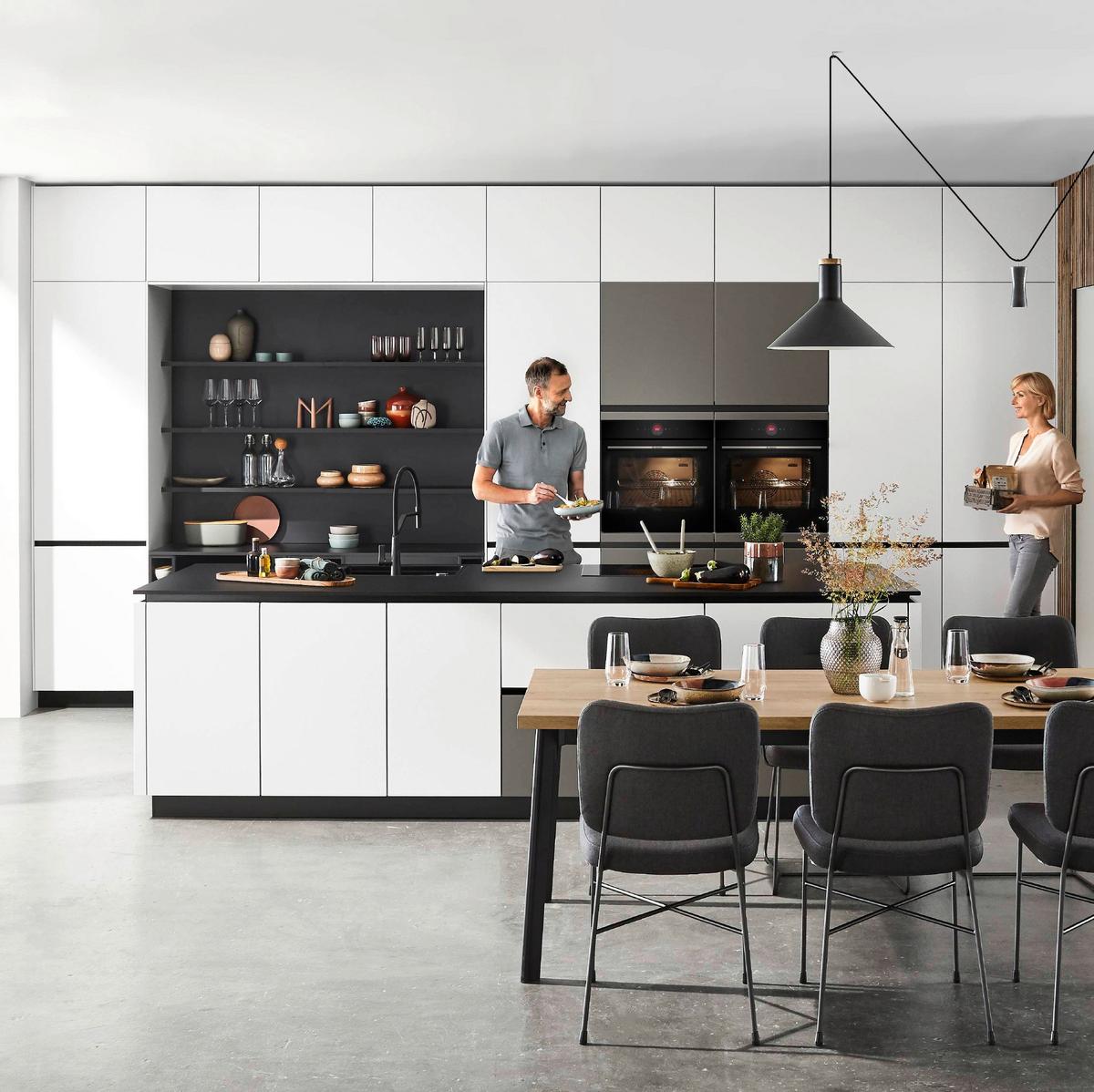 Einbauküche Atlantis Frei Planbar Modernes Design - Anthrazit/Titanfarben, MODERN, Holzwerkstoff - Vertico