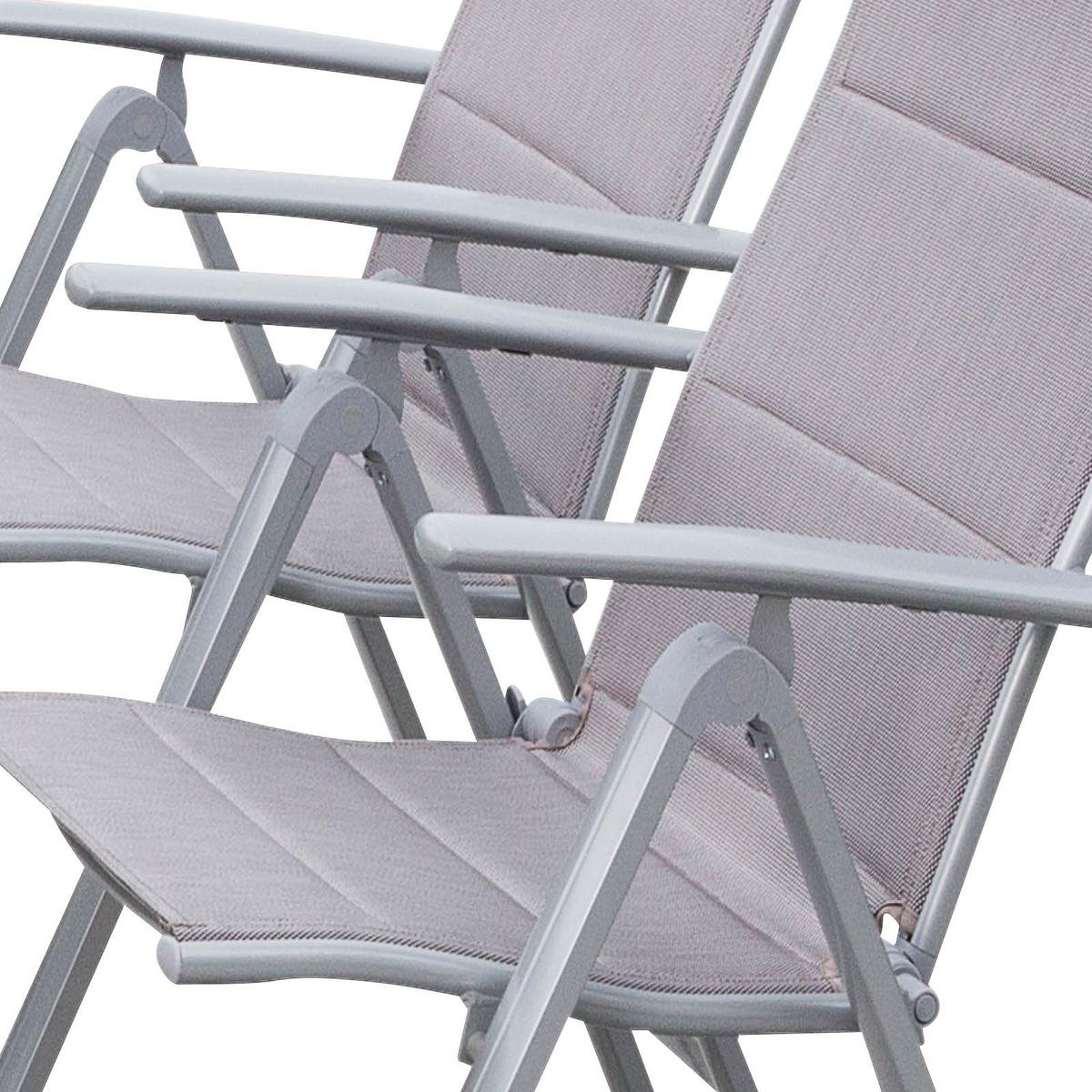 Gartenmöbel Set 5-Tlg. Taviano Metall/Glas/Textil - Silberfarben/Braun, ROMANTIK / LANDHAUS, Glas/Textil - Gardenson