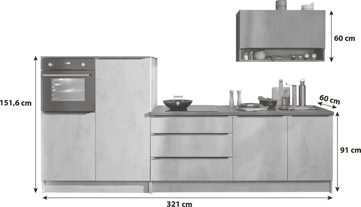Küchenblock Boston Anthrazit, Weiß B: 321 Cm - Anthrazit/Weiß, Basics, Holzwerkstoff (321cm) - P & B