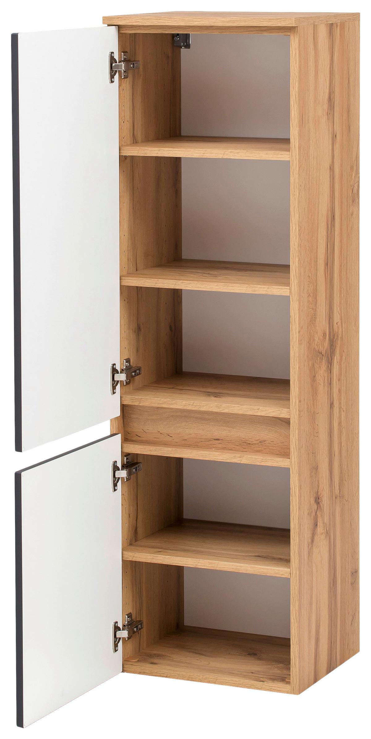 Midischrank Kopenhagen B: 40 Cm Grau/eiche Dekor - Eichefarben/Silberfarben, KONVENTIONELL, Holzwerkstoff (40/130/35cm) - Held