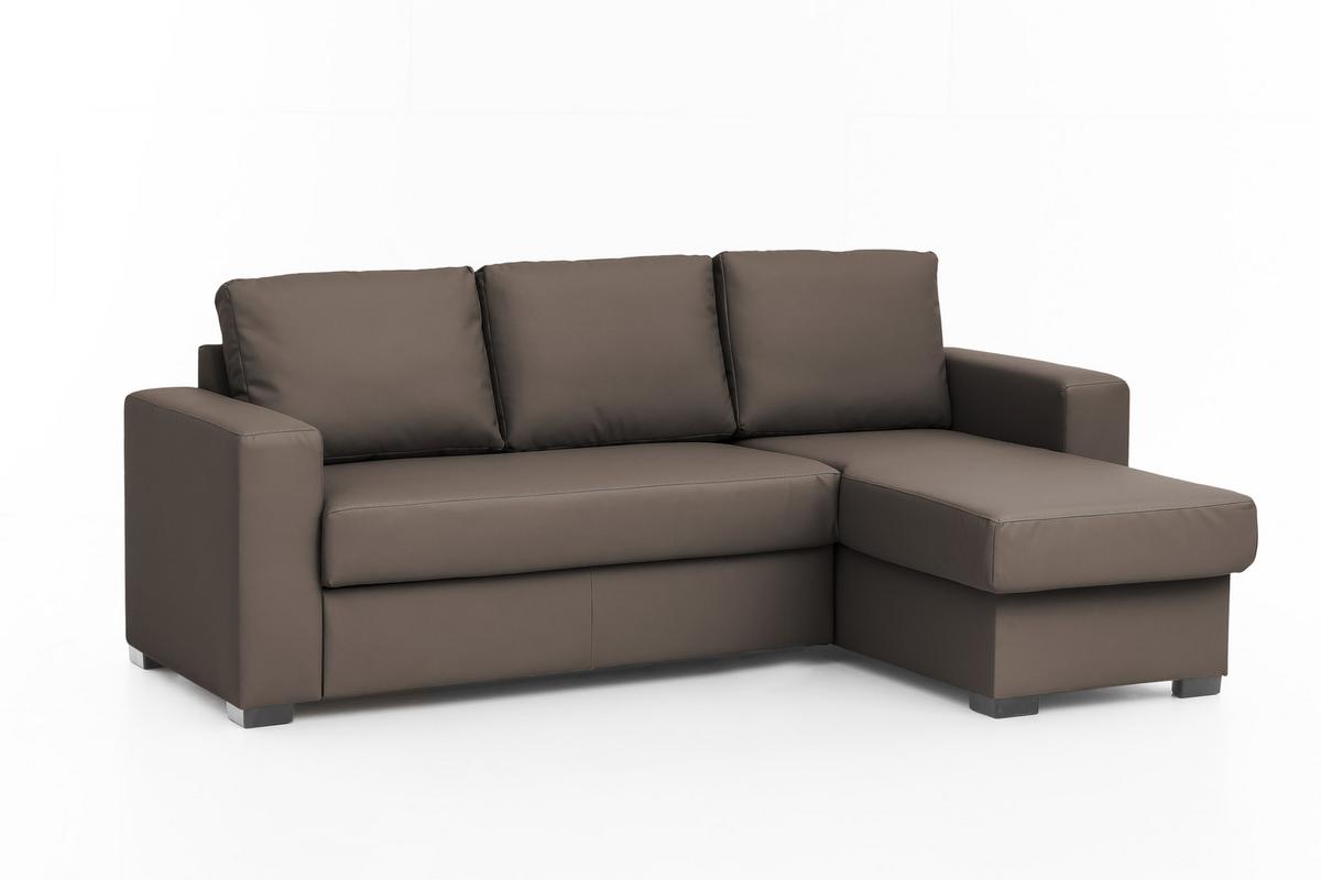 Ecksofa mit Schlaffunktion + Bettkasten Cristiano Lederlook - Braun, Basics, Textil (220/150cm) - MID.YOU