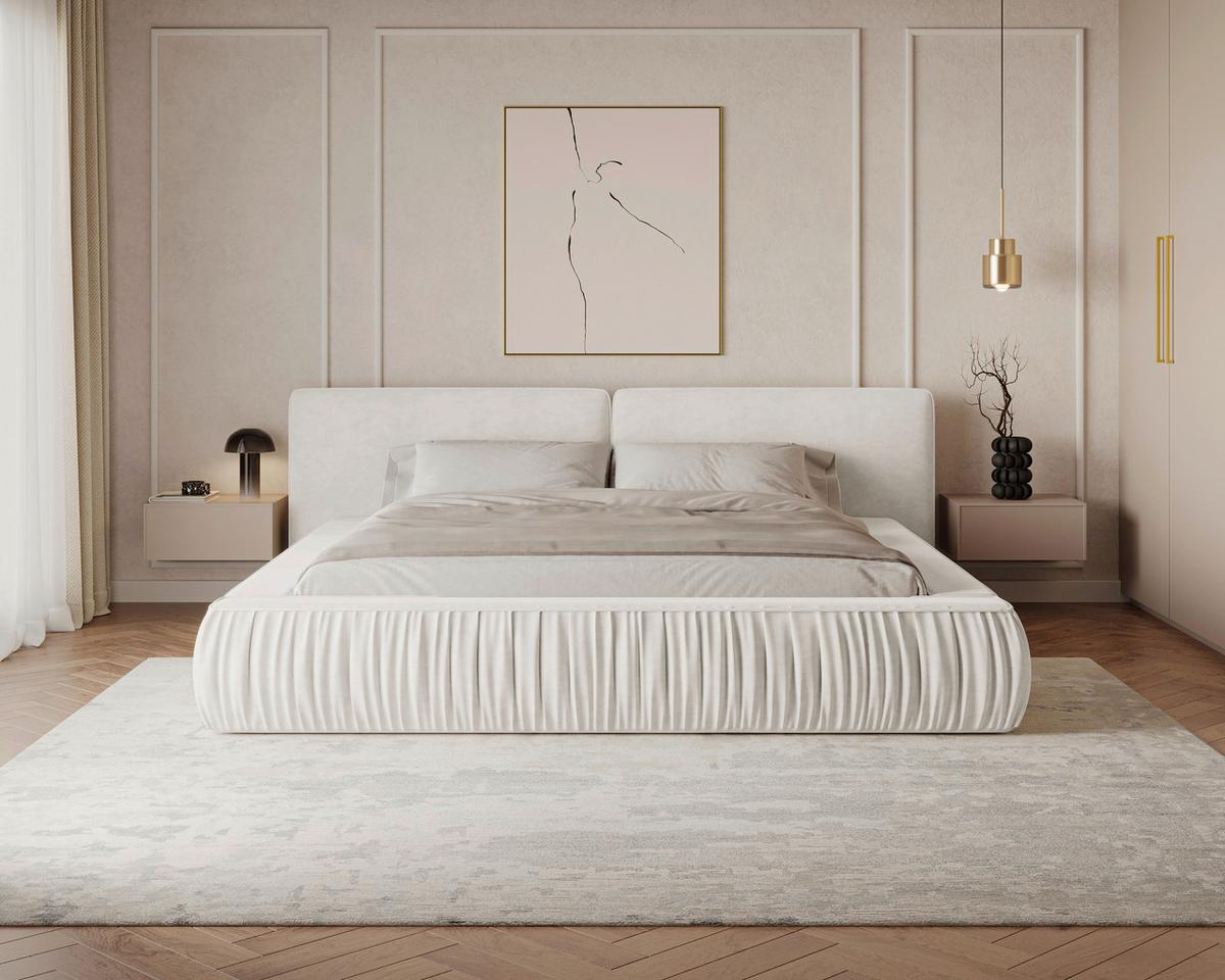 POLSTERBETT Vanessa Creme 140x200cm - Creme/Schwarz, MODERN, Holz/Metall (140/200cm) - Livetastic