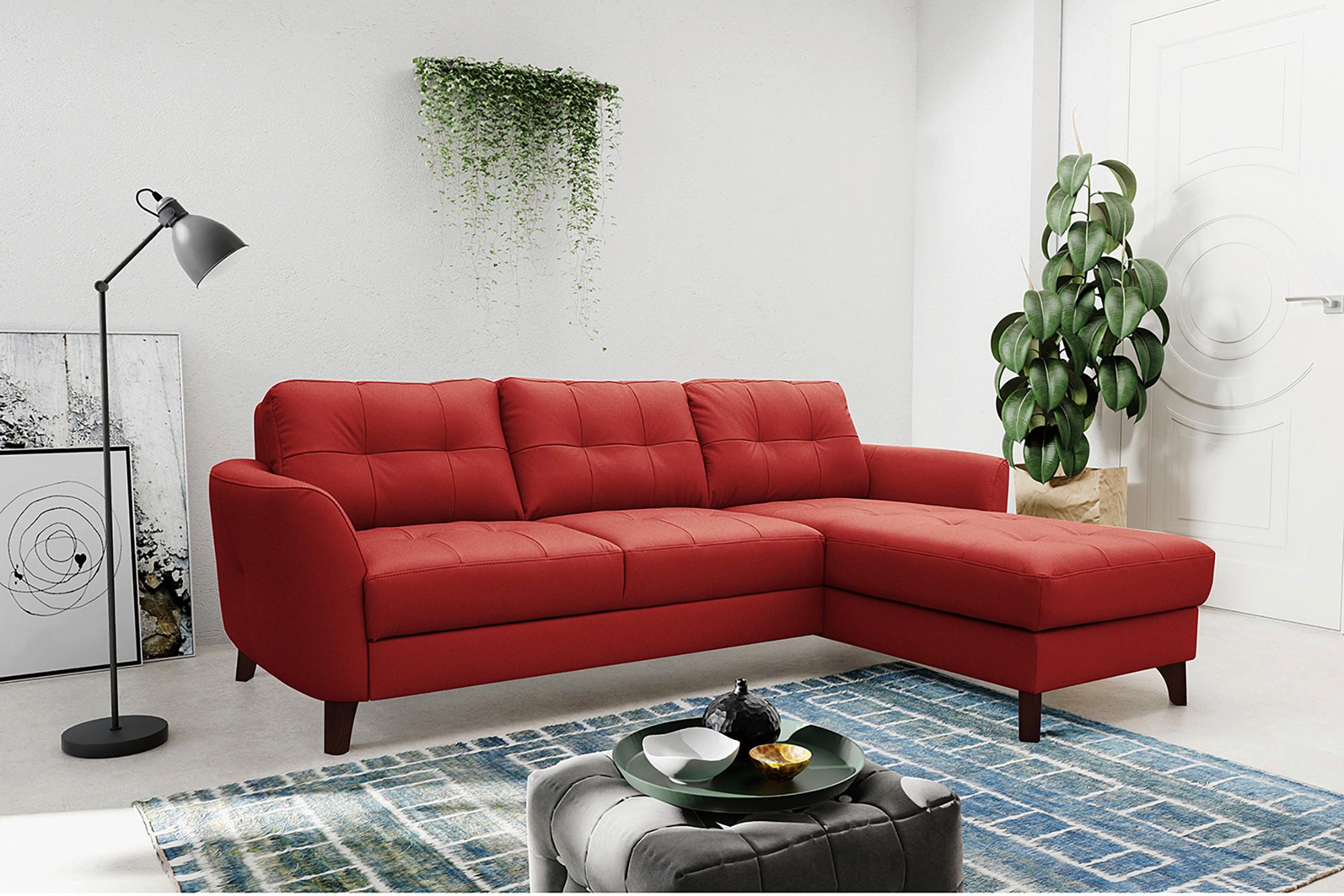 Ecksofa Nordic Rot S: 238x168 cm - Buchefarben/Rot, Design, Leder/Textil (238/168cm) - Livetastic