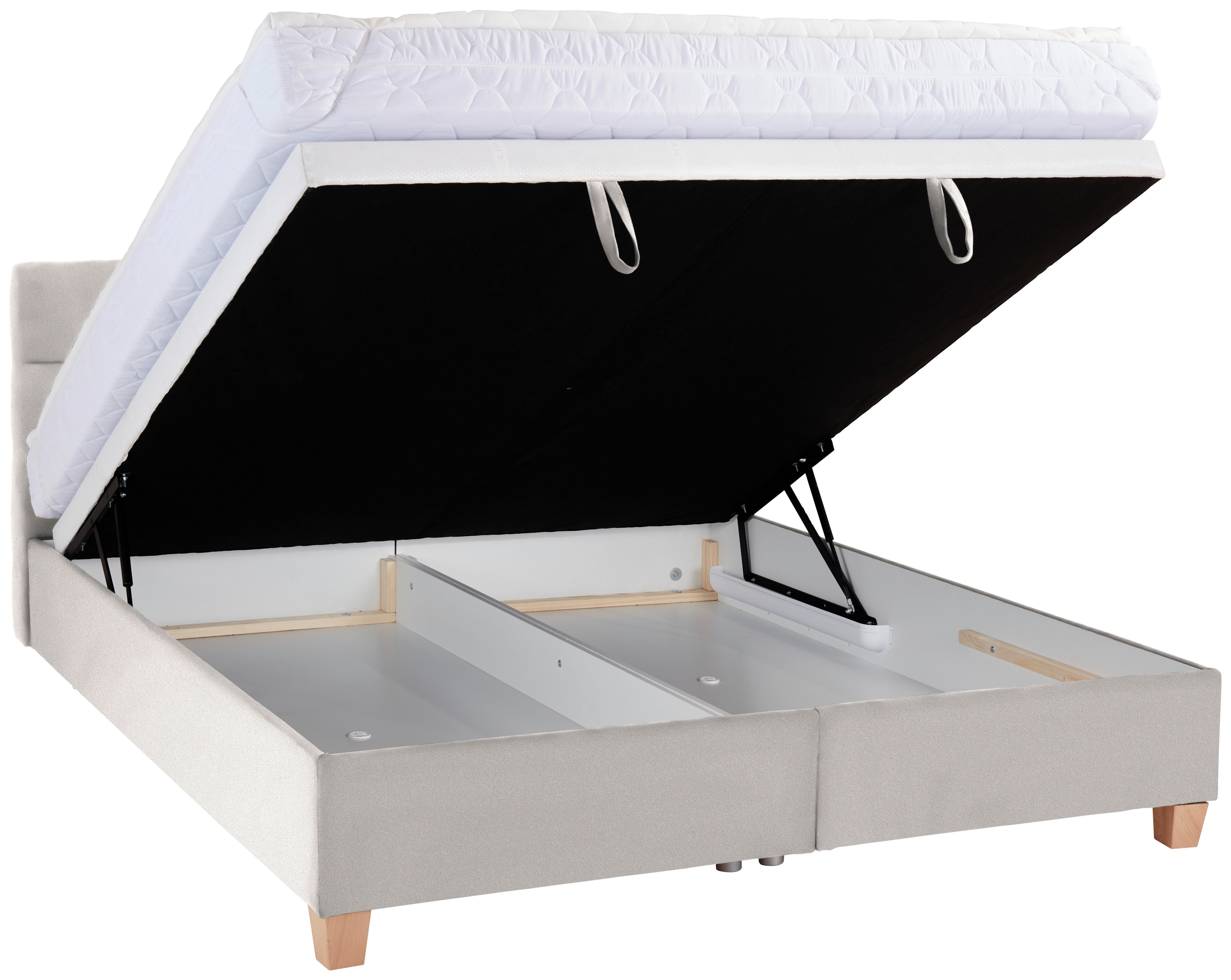 Polsterbett mit Bettkasten 160x200 Bellagio Creme - Buchefarben/Creme, KONVENTIONELL, Holz/Textil (160/200cm)