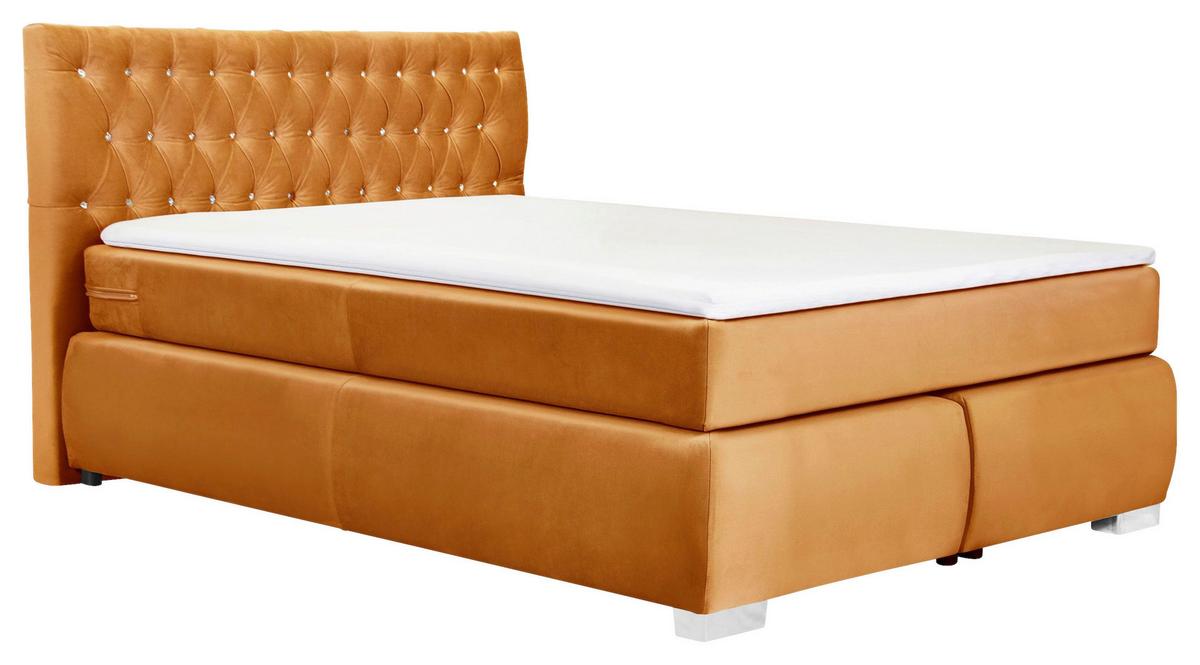 Boxspringbett Rumba inkl. Matratze 120x200 - Gelb, Basics, Textil (120/200cm) - Livetastic