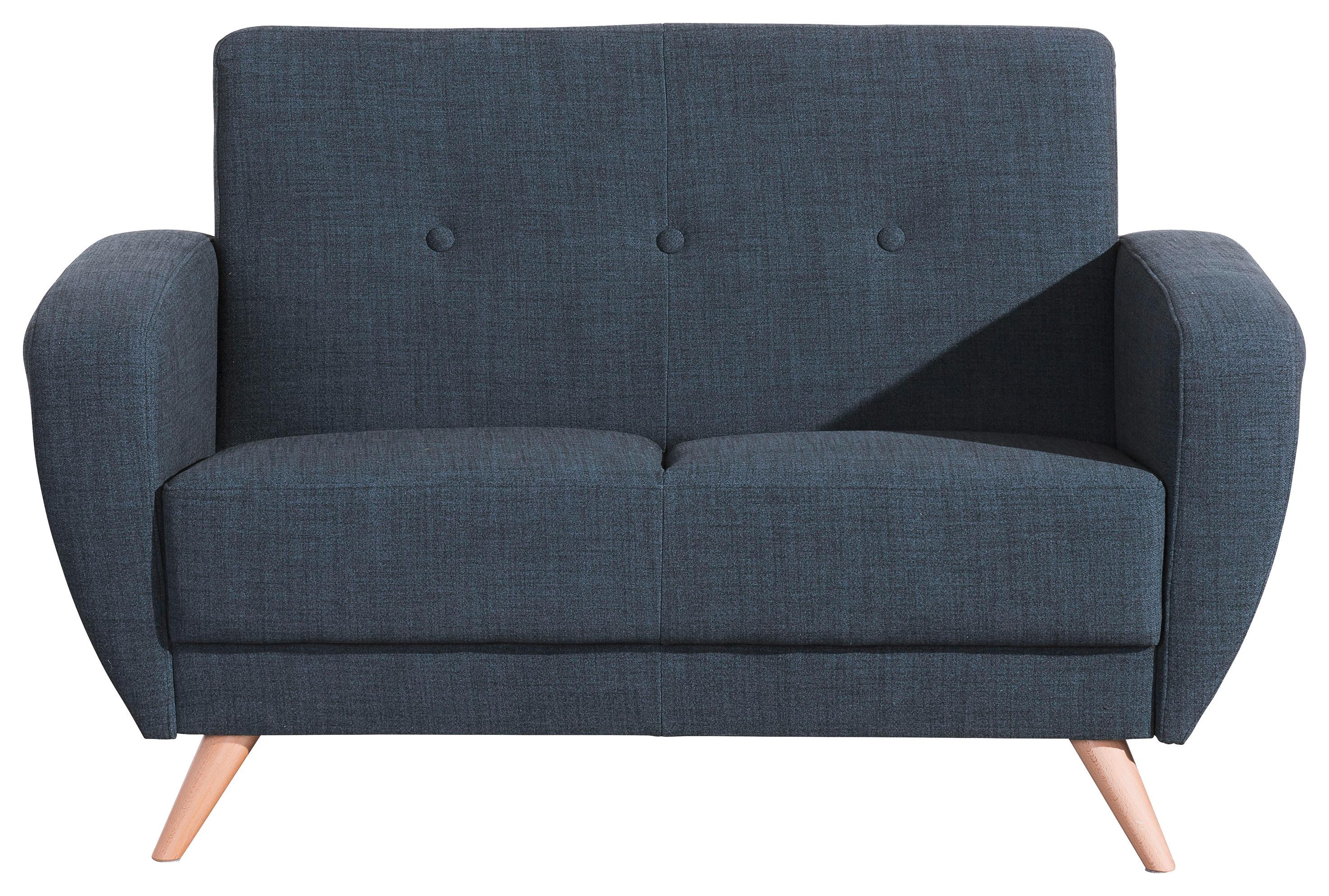 2-Sitzer-Sofa Jerry Rücken Echt, Blau - Blau/Naturfarben, Design, Textil (136/85/82cm) - Max Winzer