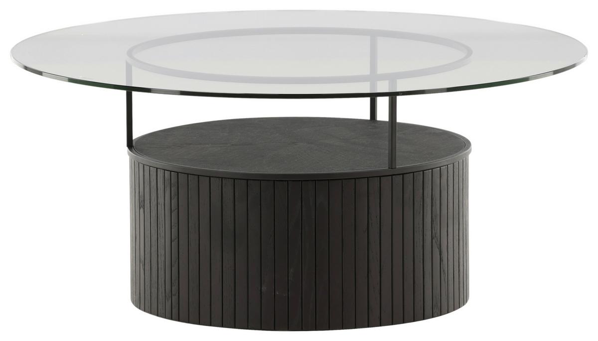 Couchtisch Bovall - Klar/Schwarz, Design, Glas/Holz (90/90/40cm) - Livetastic
