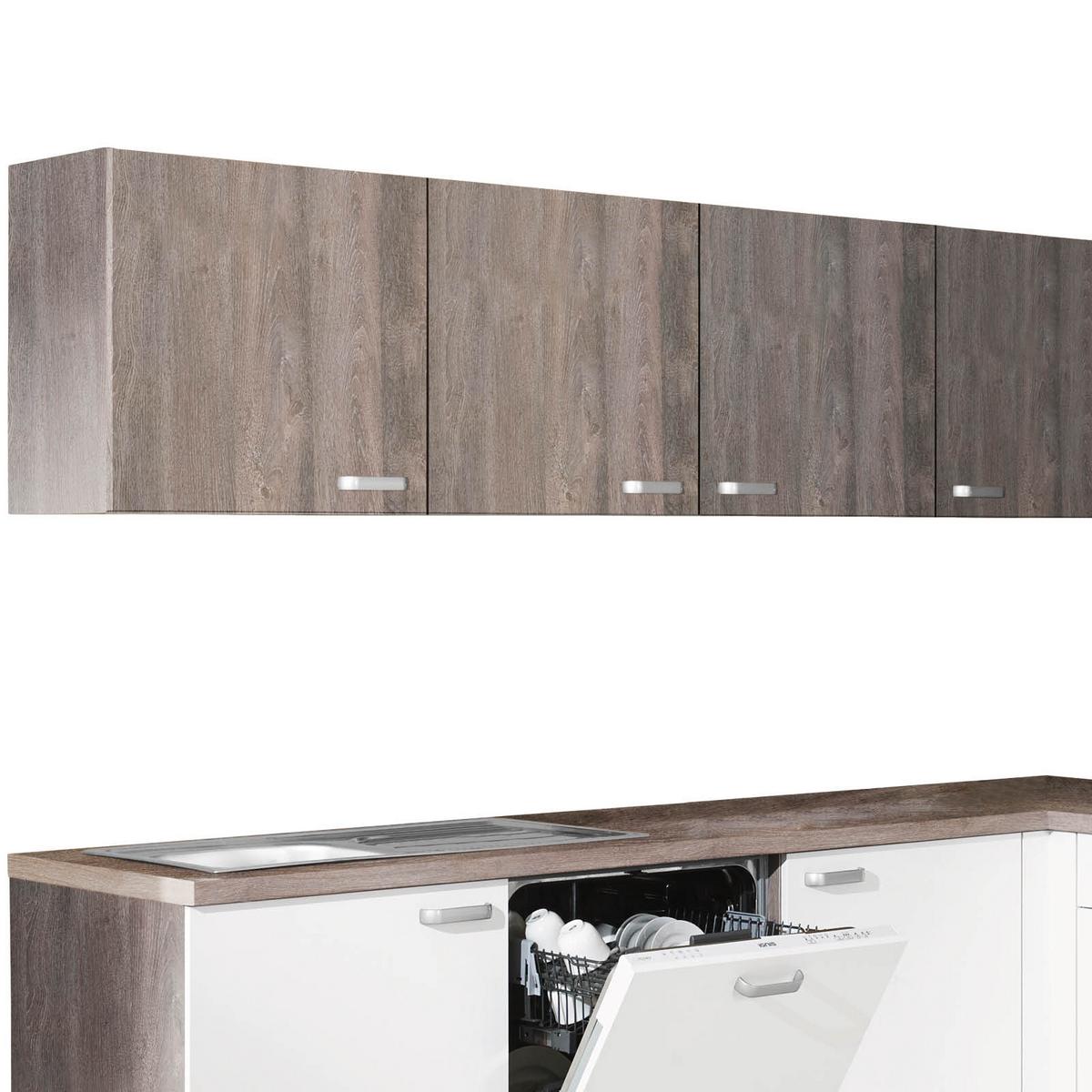 Eckküche Pn 80/100 mit Geräten 245x245 cm Weiß/Eiche Dekor - Eichefarben/Weiß, Holzwerkstoff (245/245cm) - Pino