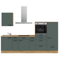 Küchenleerblock Easytouch Low-Line, L4 Rechts - Dunkelgrün/Eichefarben, MODERN, Holzwerkstoff (300cm) - Nobilia