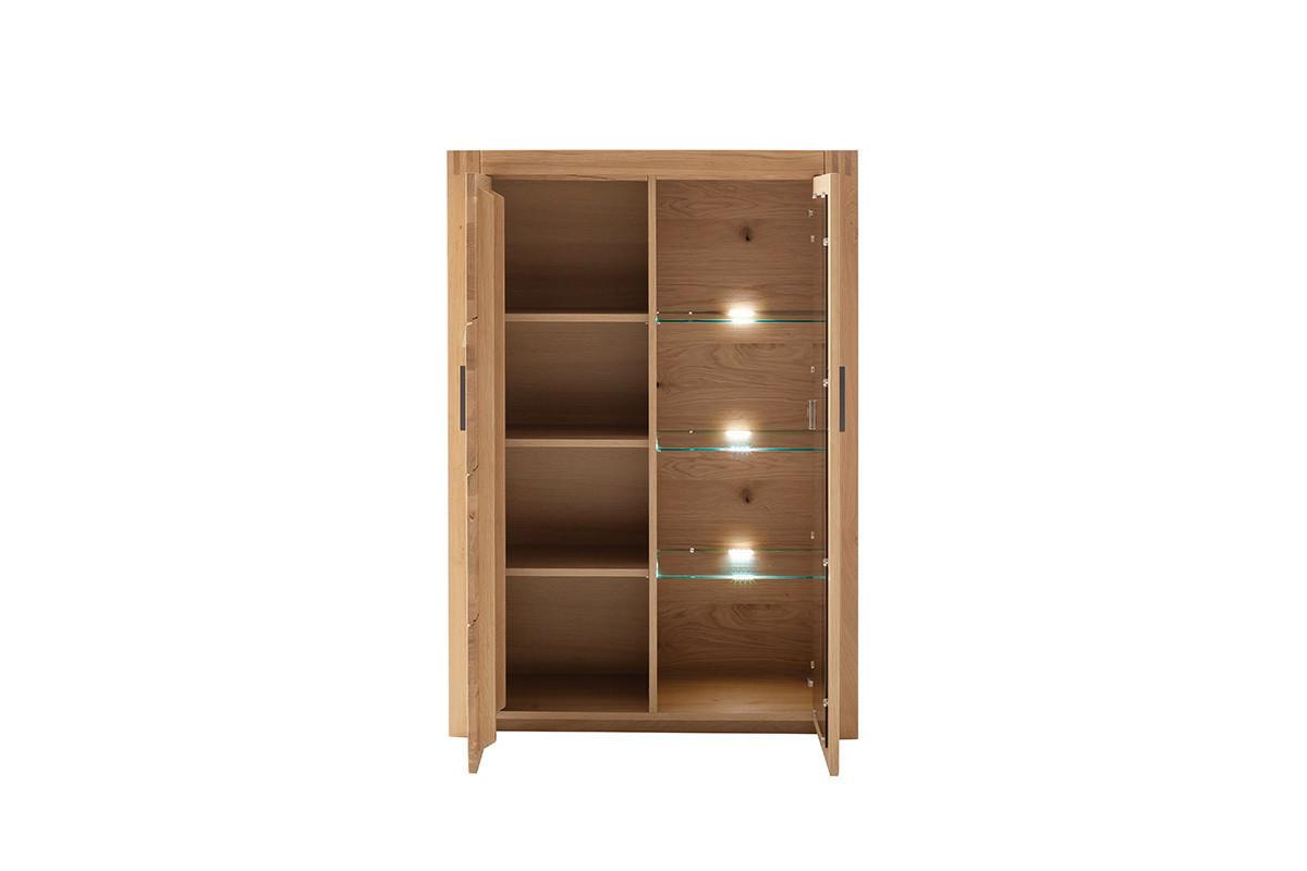 Highboard Prag - Eichefarben, Design, Glas/Holz (97/139/37cm) - Livetastic