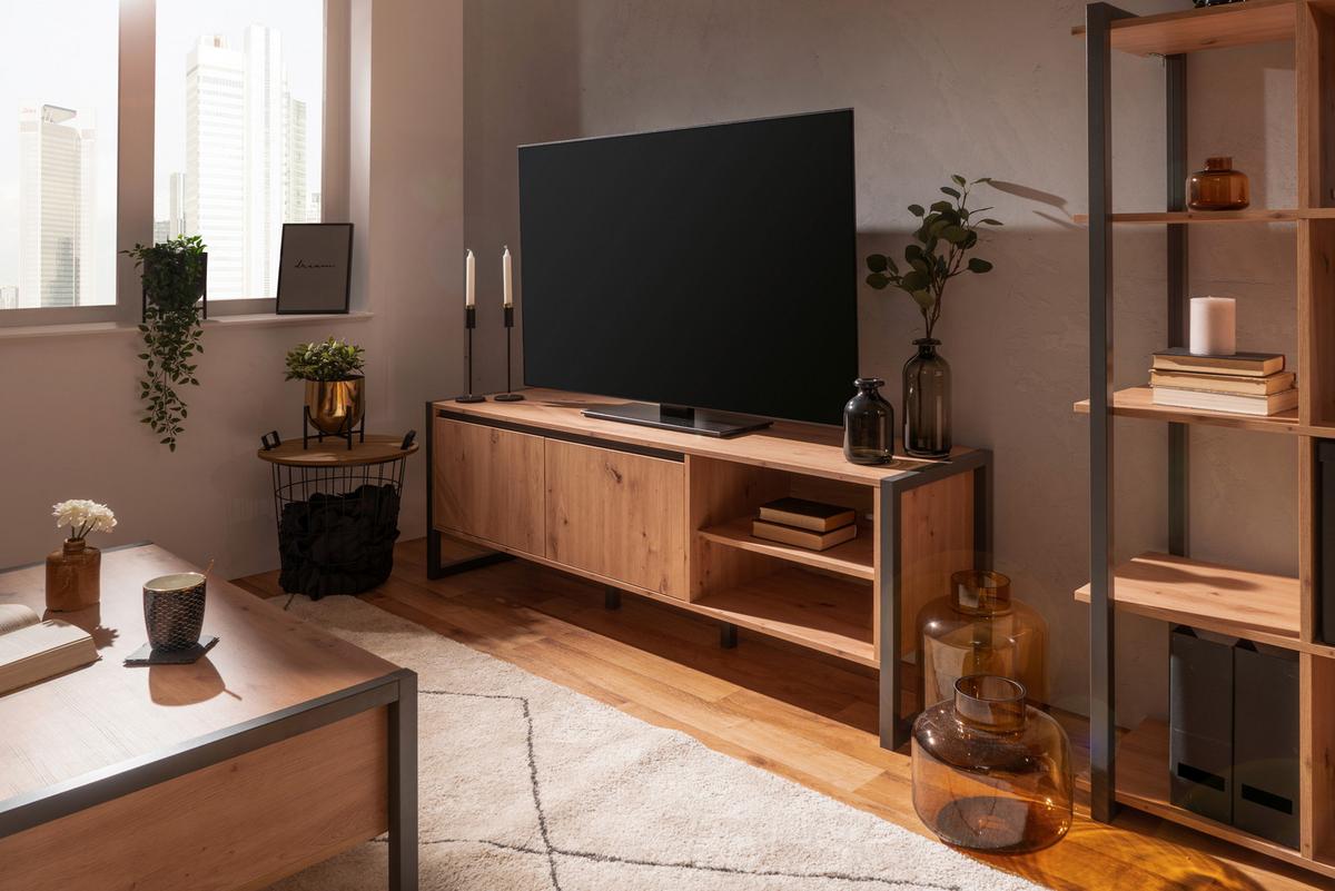 TV-Element Denver 160 cm Anthrazit/Eiche Dekor - Eichefarben/Anthrazit, MODERN, Holzwerkstoff (160/55/40cm) - MID.YOU