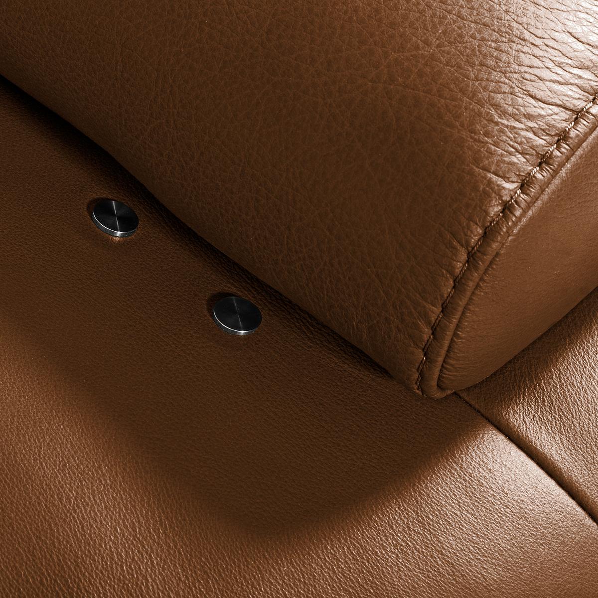 Ecksofa Como Echtleder Cognac 237x306 - Cognac/Schwarz, Design, Leder (237/306cm) - Livetastic