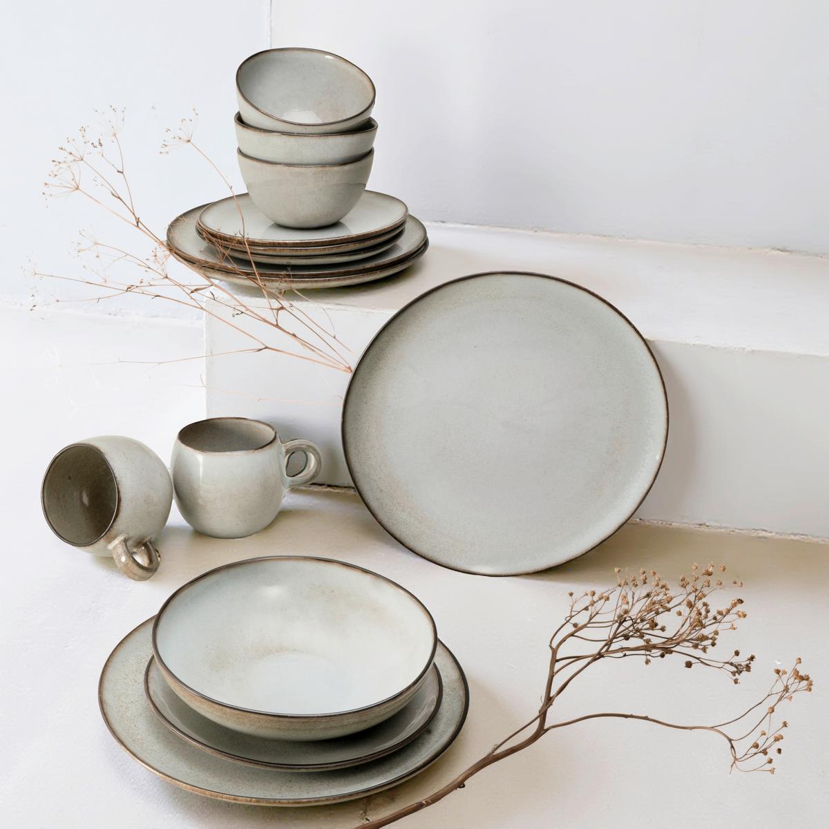 Kombiservice 16-Teilig. Steinzeug, hellgrau - Hellgrau, Basics, Keramik - Creatable