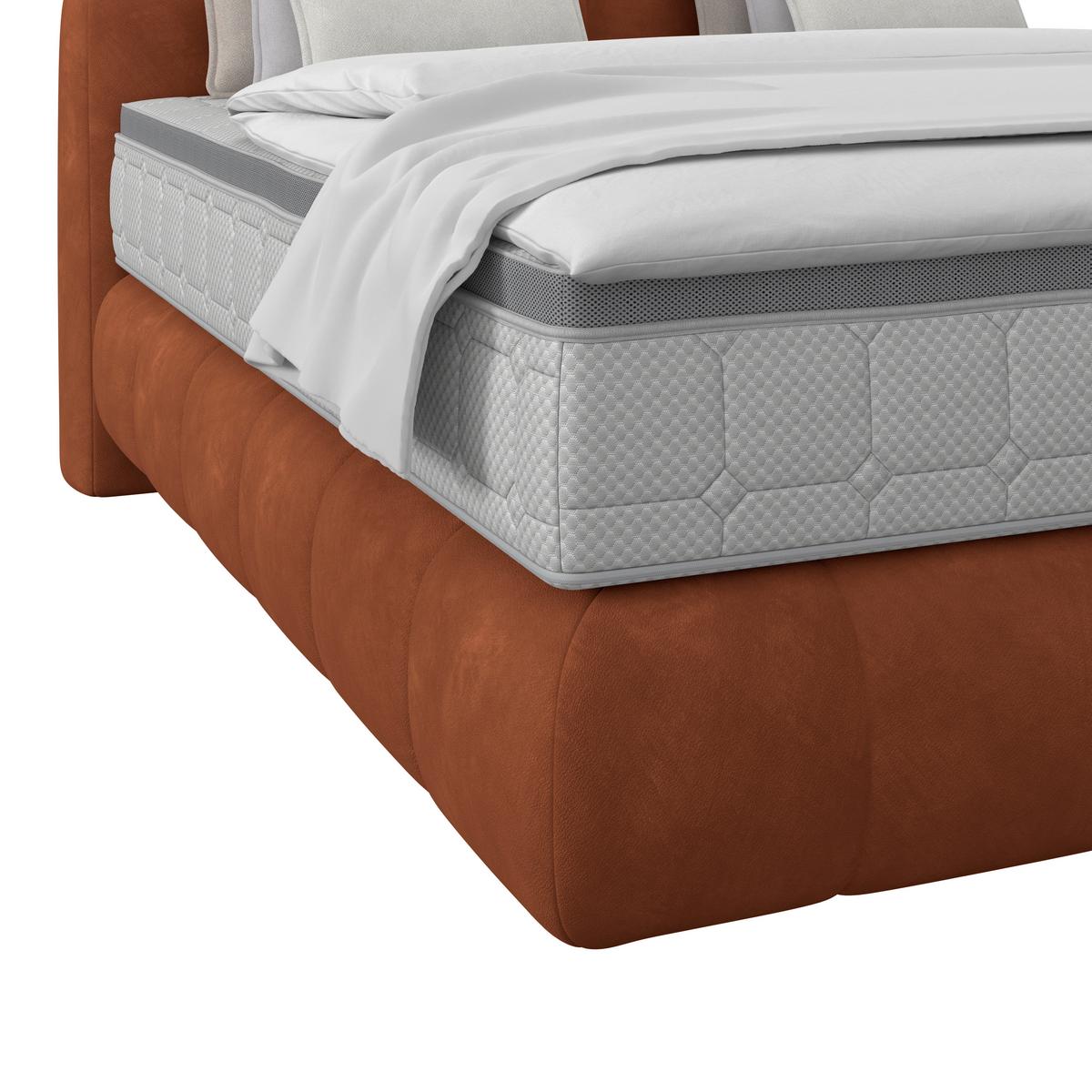 Boxspringbett Nobu Rostbraun, Lf: 180x200 Cm - Rostfarben/Schwarz, Trend, Holz/Textil (180/200cm)