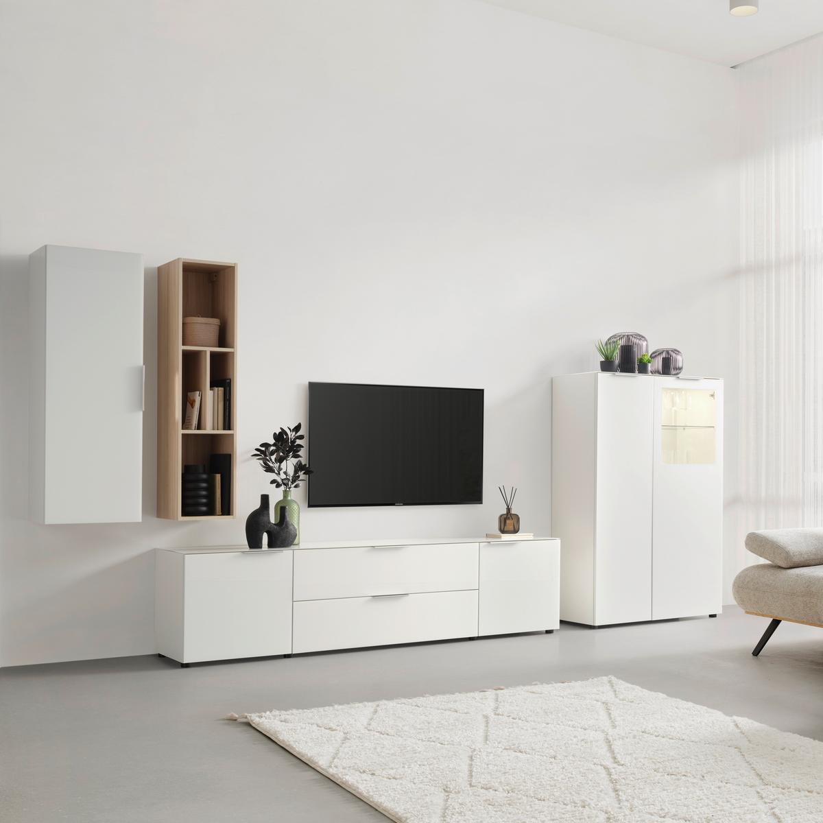 Nástenný regál SIENA dekor dub Riva - barvy dubu, Moderní, kompozitní dřevo/sklo (30/125/30cm) - Premium Living