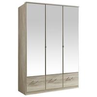 Drehtürenschrank Mit Spiegel 135cm Imago, Sägerau Dekor - Eichefarben, KONVENTIONELL, Glas/Holzwerkstoff (135/199,5/58cm) - MID.YOU