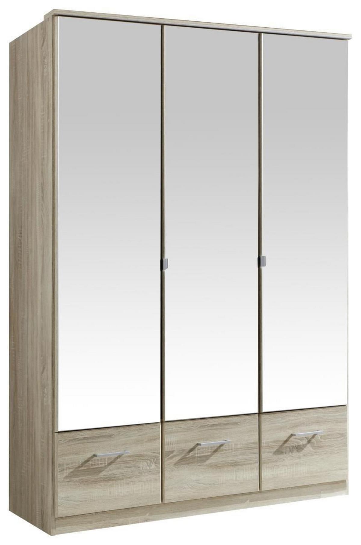 Drehtürenschrank Mit Spiegel 135cm Imago, Sägerau Dekor - Eichefarben, KONVENTIONELL, Glas/Holzwerkstoff (135/199,5/58cm) - MID.YOU