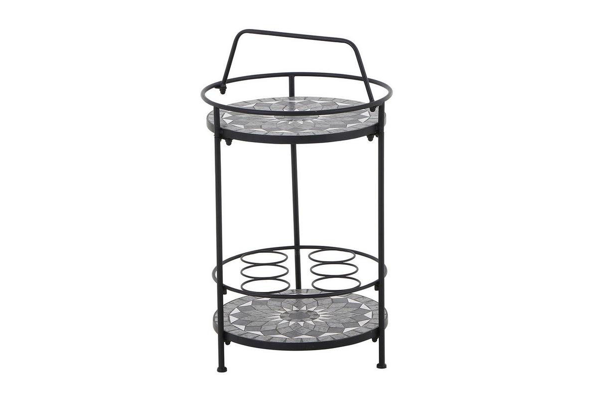 Gartentisch Metall/Keramik L 42 cm - Schwarz, KONVENTIONELL, Keramik/Metall (42/42/74cm) - Siena Garden