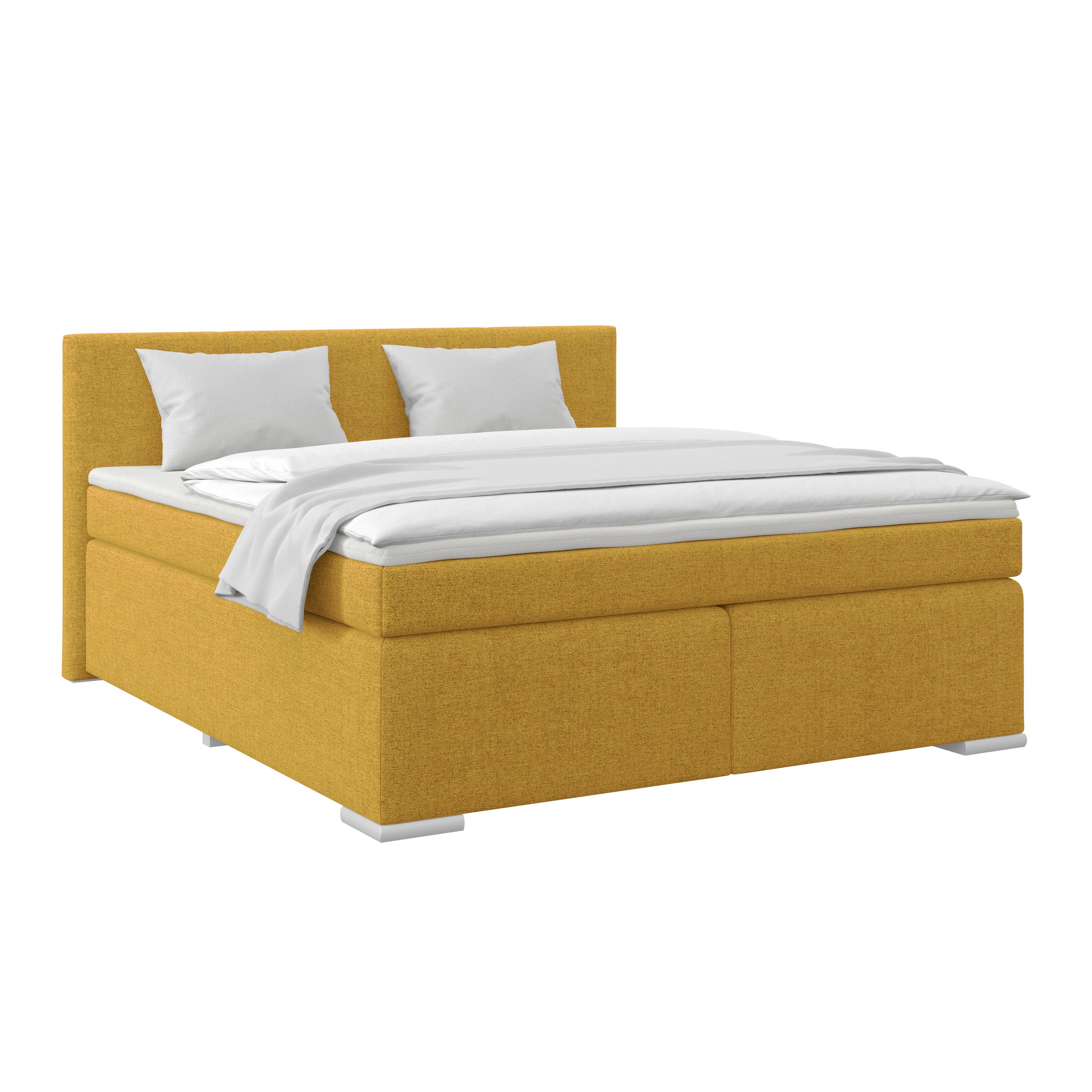 Boxspringbett Mira I Nordic, Lf: 160x200 cm - Goldfarben, Basics, Holz/Kunststoff (160/200cm)