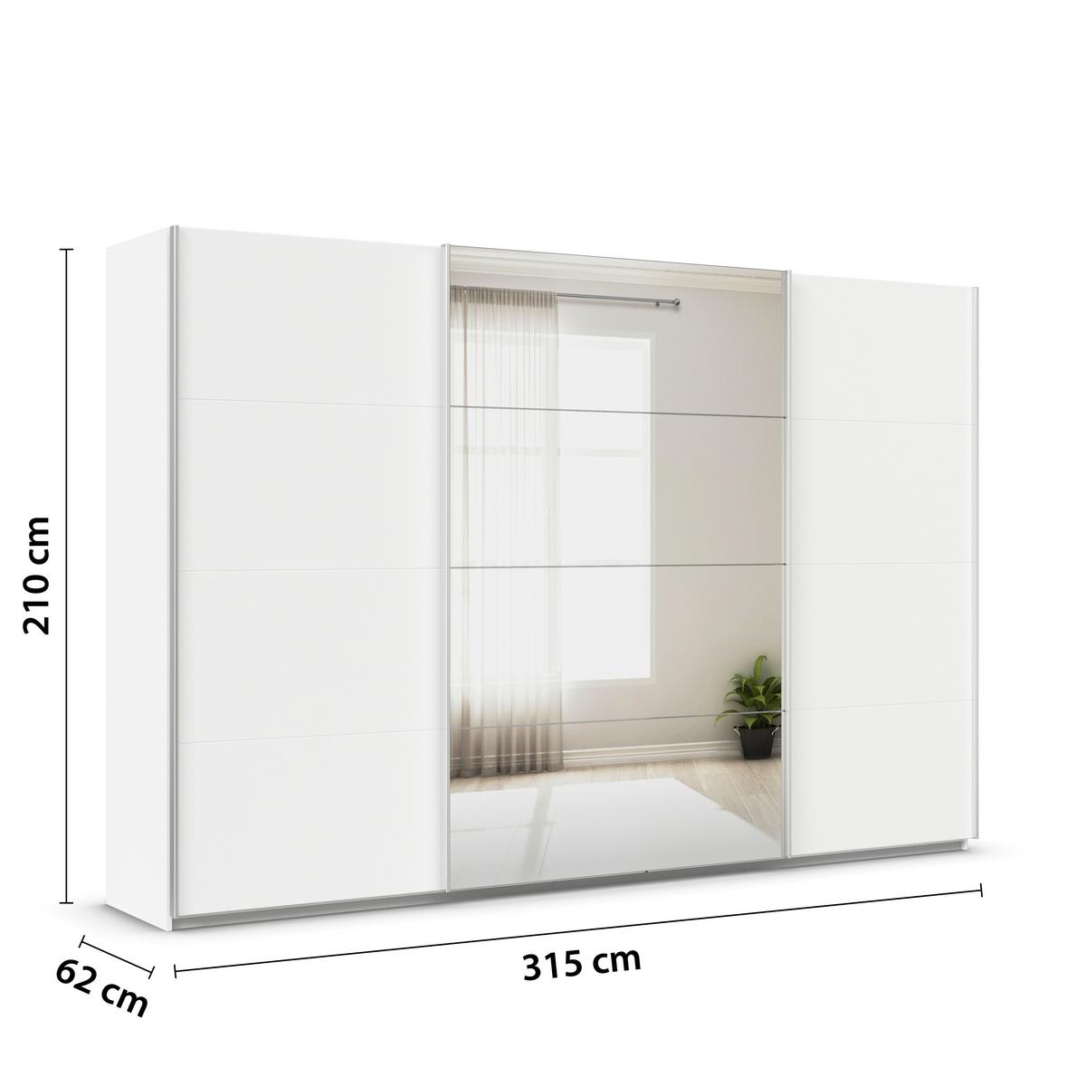 Schwebetürenschrank Feldkirch 315 Normalhöhe - Silberfarben/Weiß, MODERN, Holzwerkstoff (315/210/62cm)