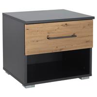 Nachtkästchen Nevada D. Grau Eiche Artisan B: 40 cm - Dunkelgrau/Alufarben, MODERN, Holzwerkstoff (40/36/40cm) - Rauch Möbel