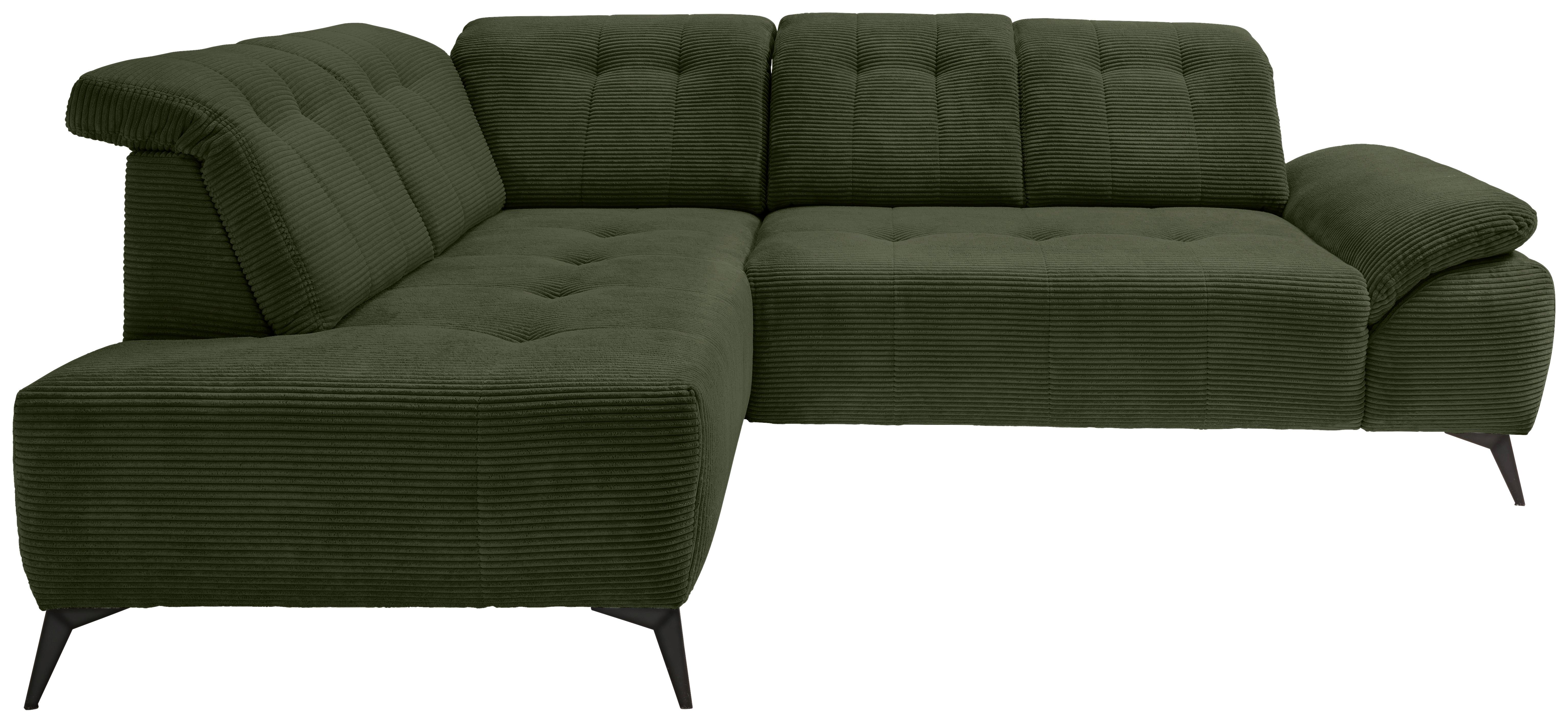 Ecksofa Fiore Dunkelgrün S: 200x272 cm - Dunkelgrün/Schwarz, MODERN, Textil (200/272cm) - Livetastic