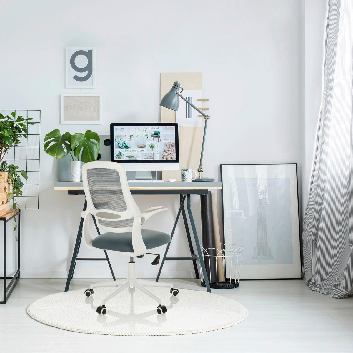 Drehstuhl Miko W Eco Grau B: 57 Cm - Weiß/Grau, MODERN, Kunststoff/Textil (57/92 - 102/53cm) - MID.YOU