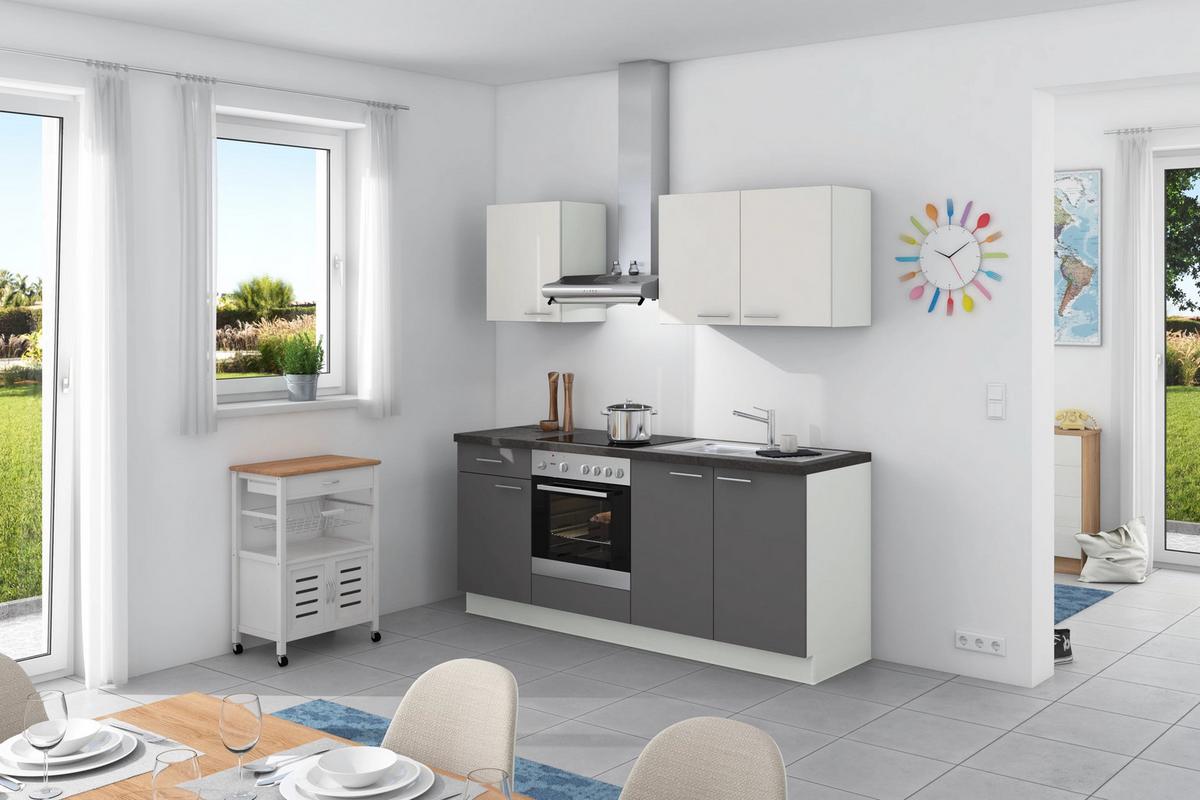 Express Küchenzeile Base ohne Geräte 200 cm Weiß/Anthrazit online kaufen ➤  Möbelix