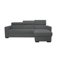 Rohová sedačka MARCO, obojstranná, tmavosivý velúr - čierna/tmavosivá, Konventionell, kov/drevo (238/78-94/170cm)