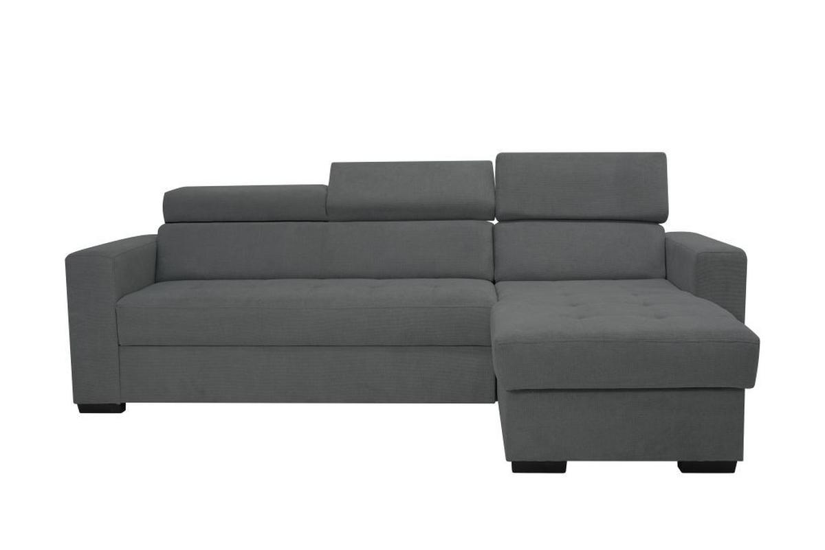 Rohová sedačka MARCO, obojstranná, tmavosivý velúr - čierna/tmavosivá, Konventionell, kov/drevo (238/78-94/170cm)