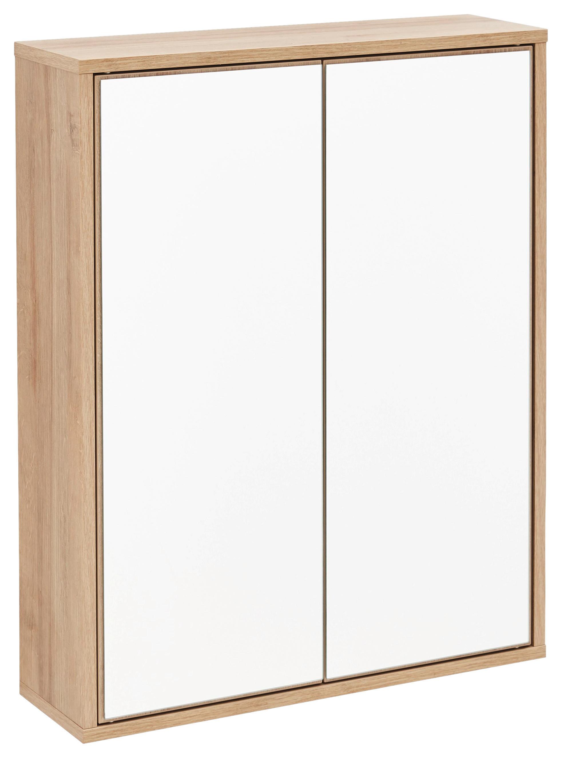 Spiegelschrank Finn 2-Türig BxHxT: 60x75x18,5 cm Eiche - Eichefarben, MODERN, Glas/Holzwerkstoff (60/75/18,5cm) - MID.YOU
