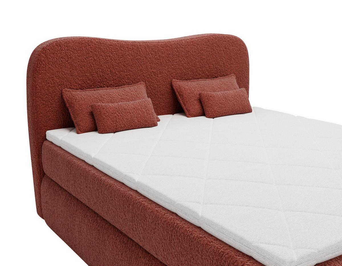 Boxspringbett mit Topper 180x200 Isla - Rostfarben/Buchefarben, Basics, Holz/Holzwerkstoff (180/200cm) - Livetastic