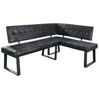 Eckbank Lavik Webstoff Schwarz 185x134 cm - Schwarz, MODERN, Textil/Metall (185/134cm) - MID.YOU