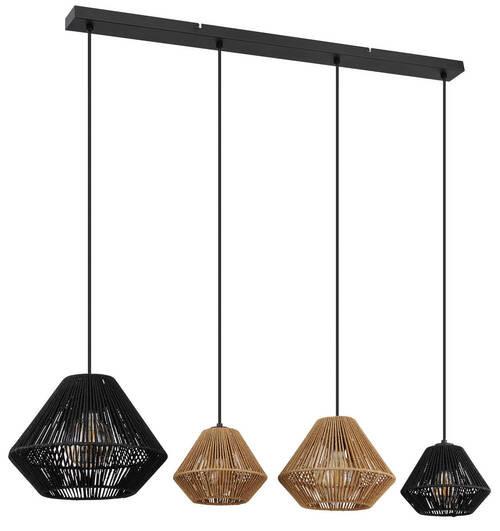 Hängeleuchte 15694-4h Houdini - Beige/Schwarz, Natur, Naturmaterialien/Kunststoff (103/30/120cm) - Globo
