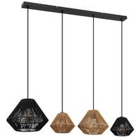 Hängeleuchte 15694-4h Houdini - Beige/Schwarz, Natur, Naturmaterialien/Kunststoff (103/30/120cm) - Globo