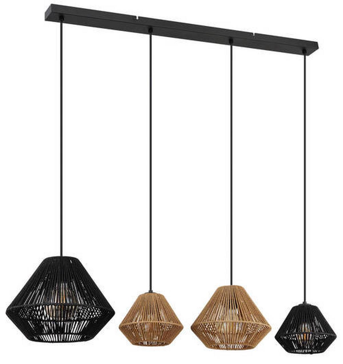 Hängeleuchte 15694-4h Houdini - Beige/Schwarz, Natur, Naturmaterialien/Kunststoff (103/30/120cm) - Globo