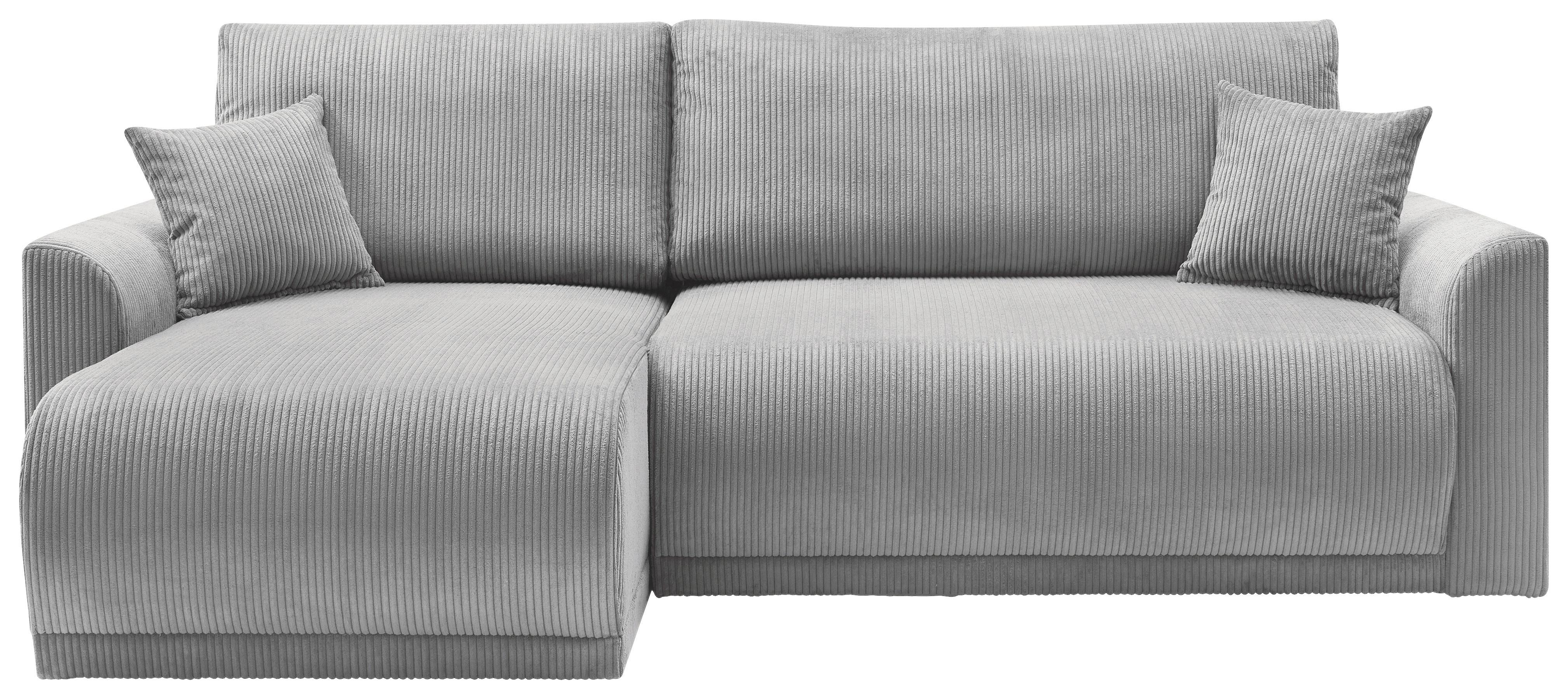 Rohová sedačka KIM L146, oboustranná, šedý manšestr - šedá, Moderní, dřevo (233/146cm)
