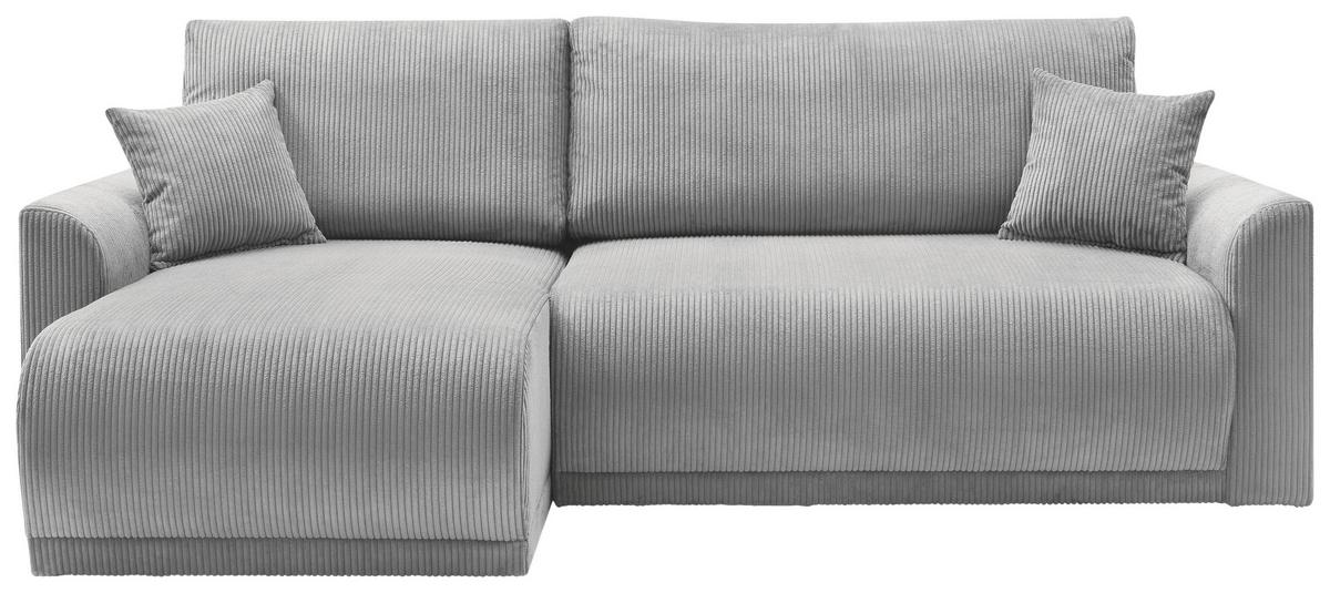Rohová sedačka KIM L146, oboustranná, šedý manšestr - šedá, Moderní, dřevo (233/146cm)